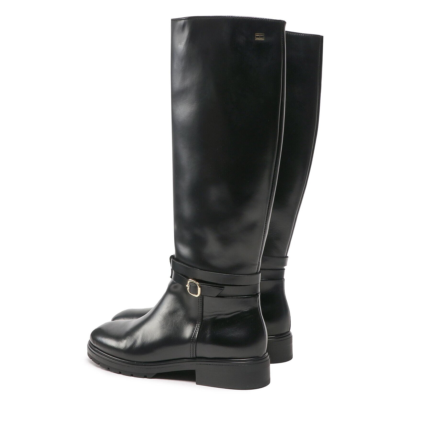 Tommy Hilfiger Офицерки Leather Belt Longboot FW0FW06758 Черен - Pepit.bg