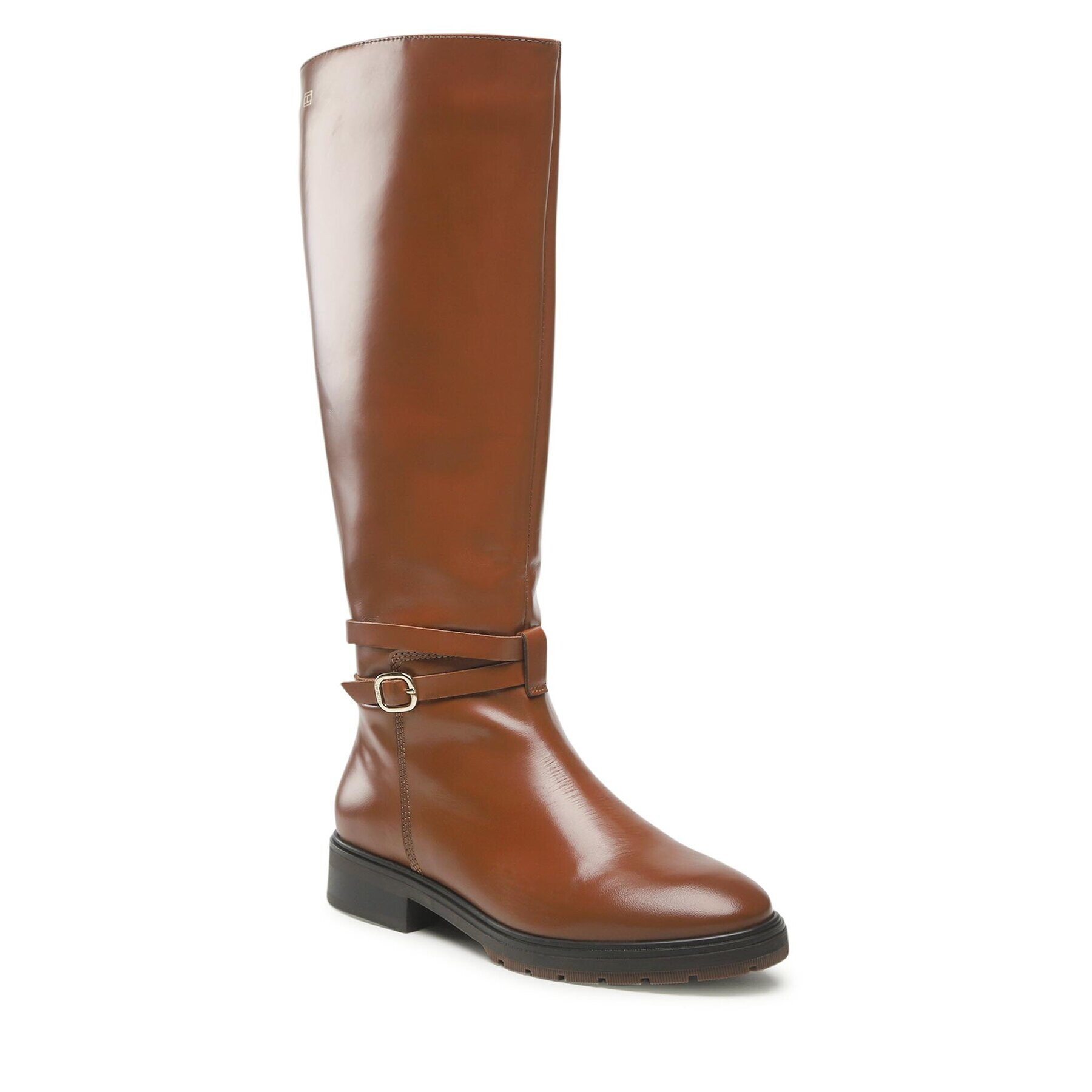 Tommy Hilfiger Офицерки Leather Belt Longboot FW0FW06758 Кафяв - Pepit.bg