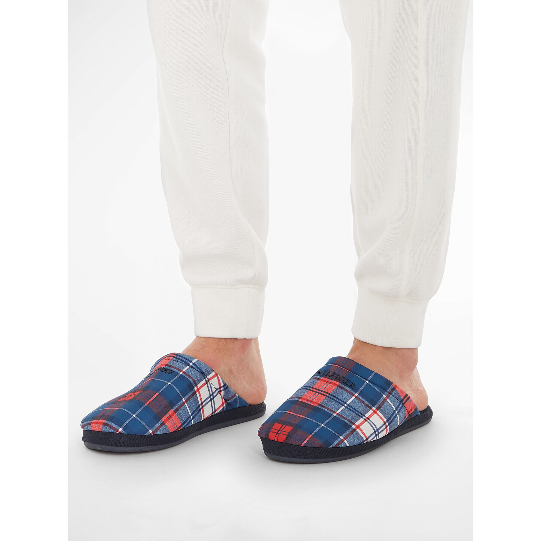 Tommy Hilfiger Пантофи Hilfiger Warm Check Homeslipper FM0FM04770 Син - Pepit.bg