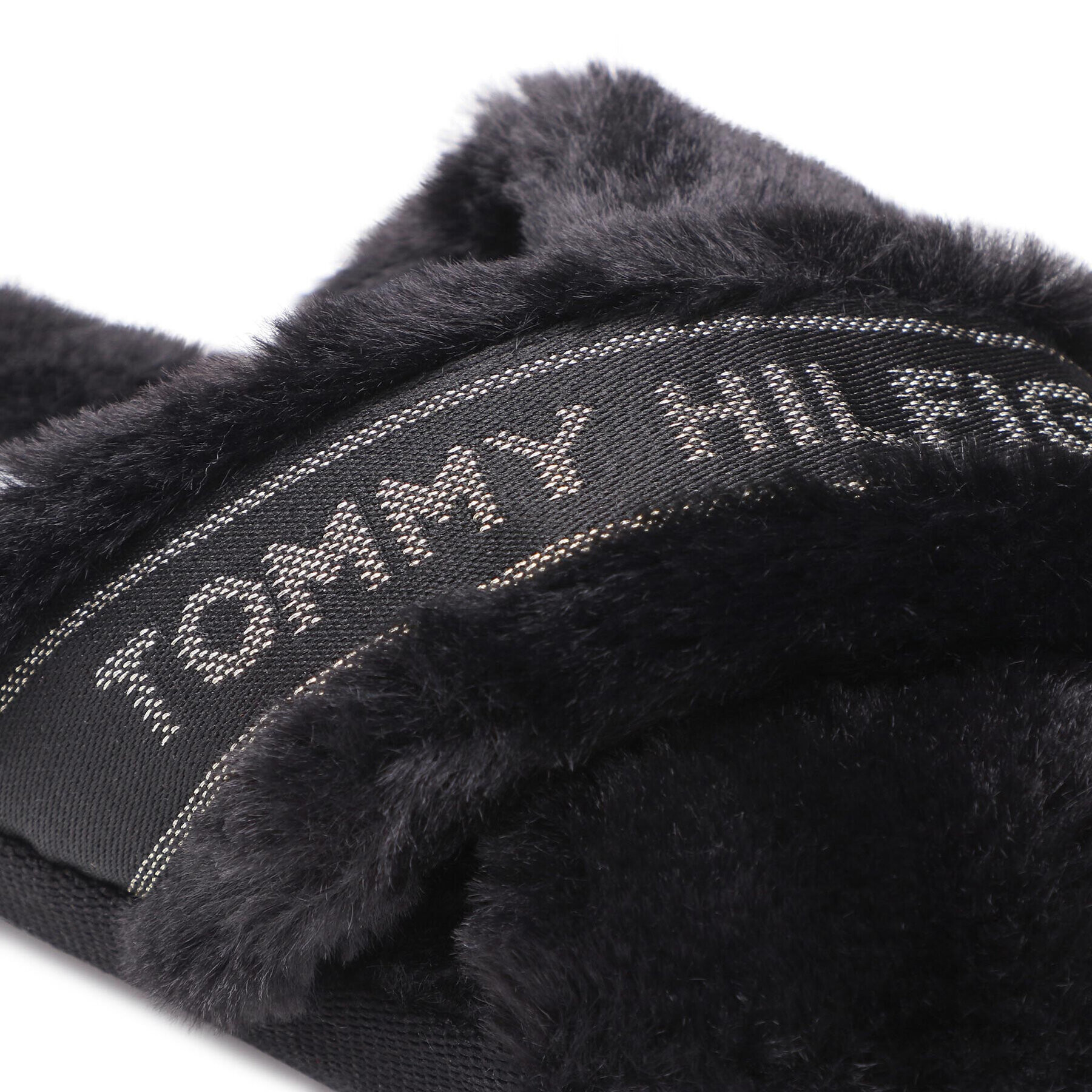 Tommy Hilfiger Пантофи Shiny Webbing Furry Slipper FW0FW06092 Черен - Pepit.bg