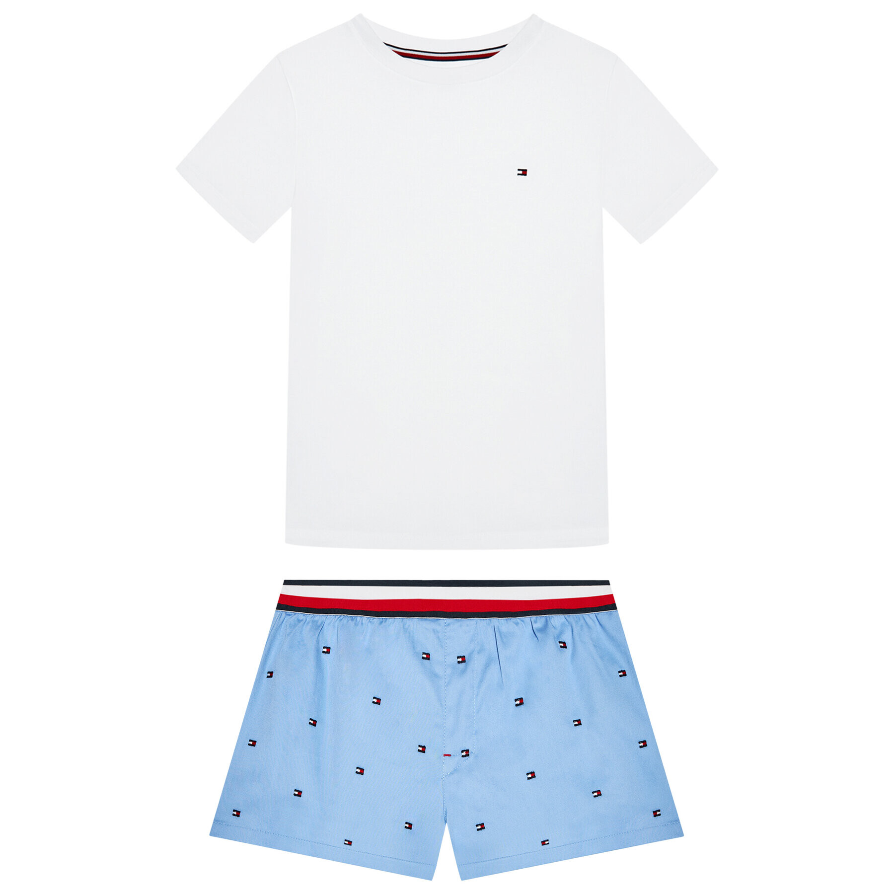 Tommy Hilfiger Пижама Set Woven Emroidery UB0UB00386 Бял - Pepit.bg