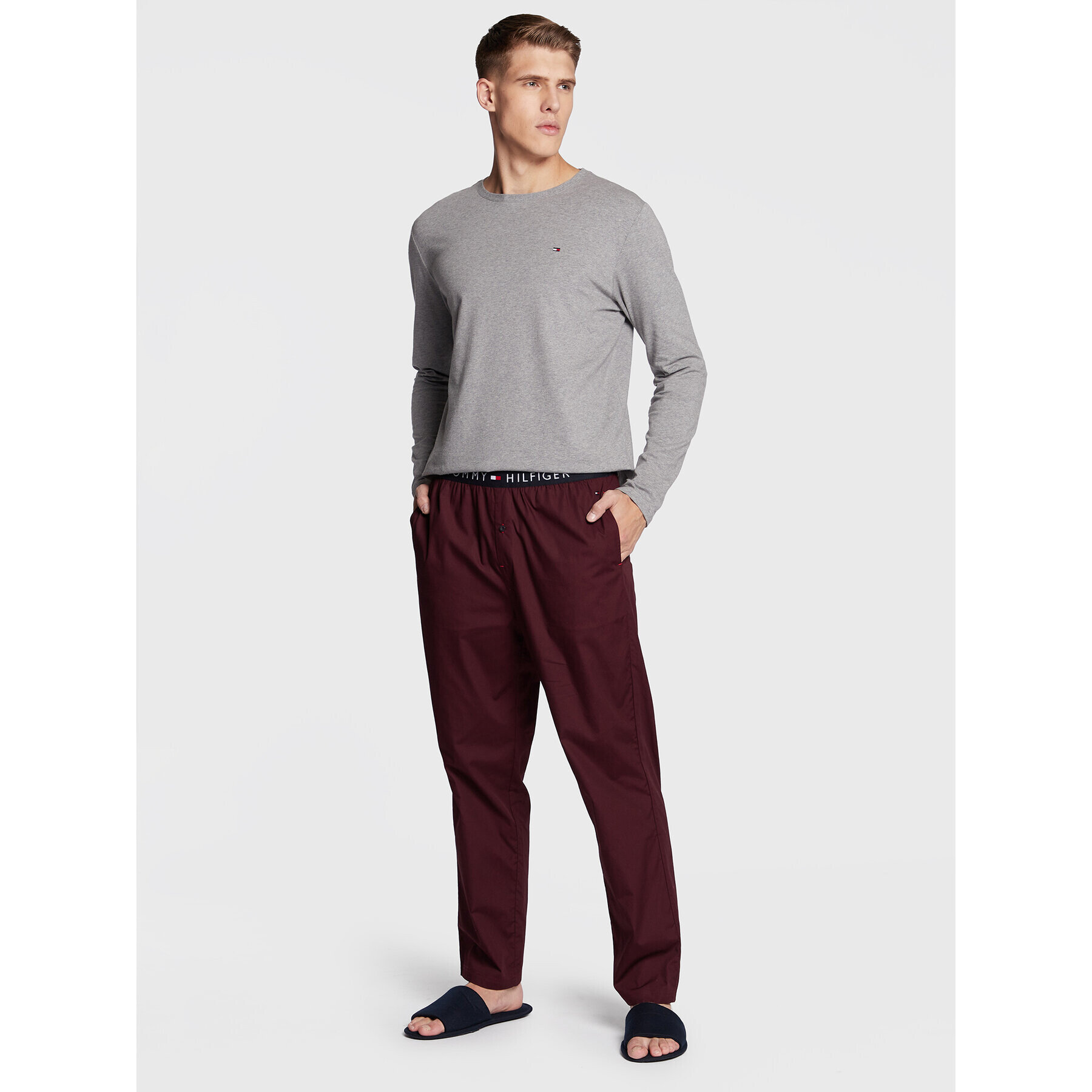 Tommy Hilfiger Пижама UM0UM02685 Сив Regular Fit - Pepit.bg