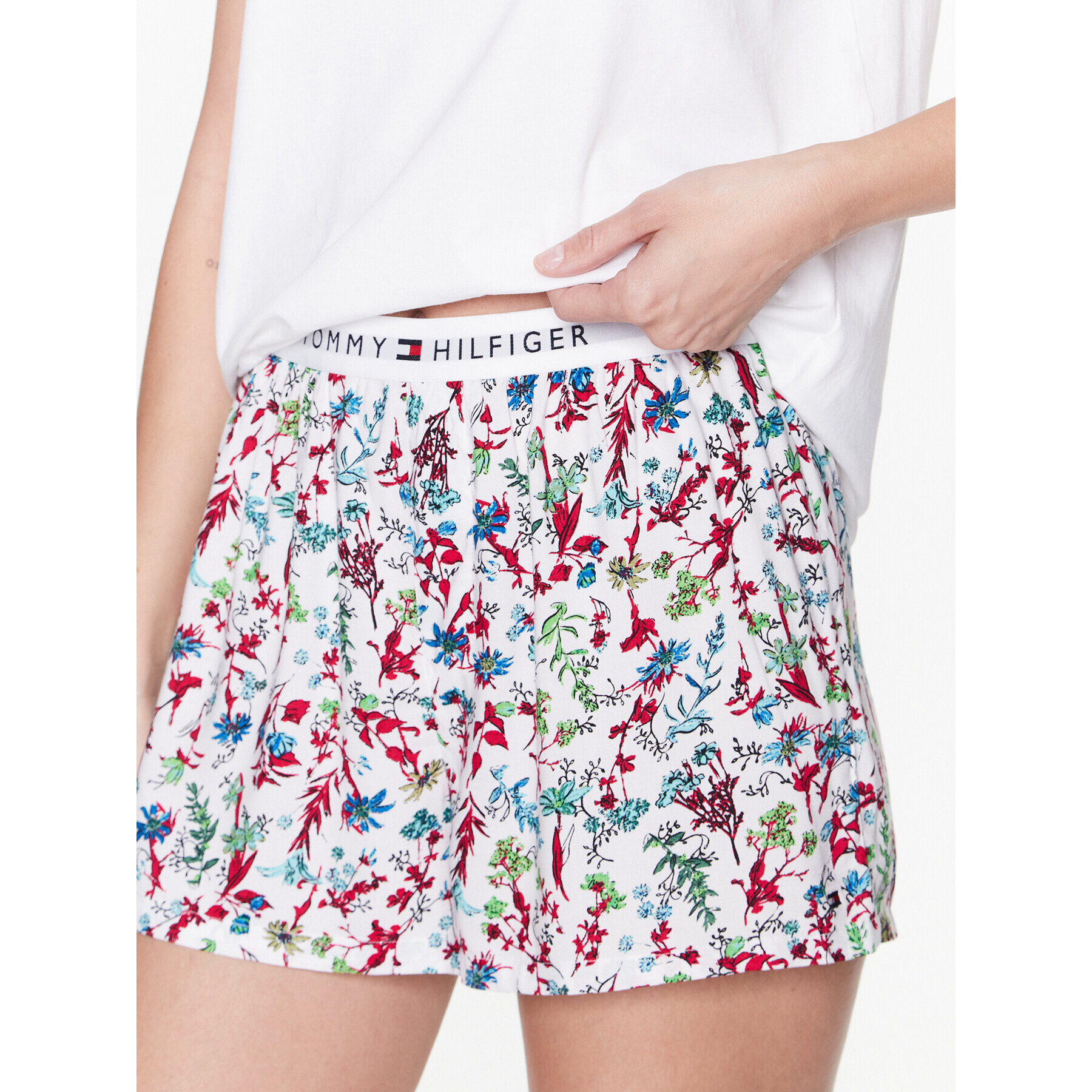 Tommy Hilfiger Пижама UW0UW04149 Бял Regular Fit - Pepit.bg