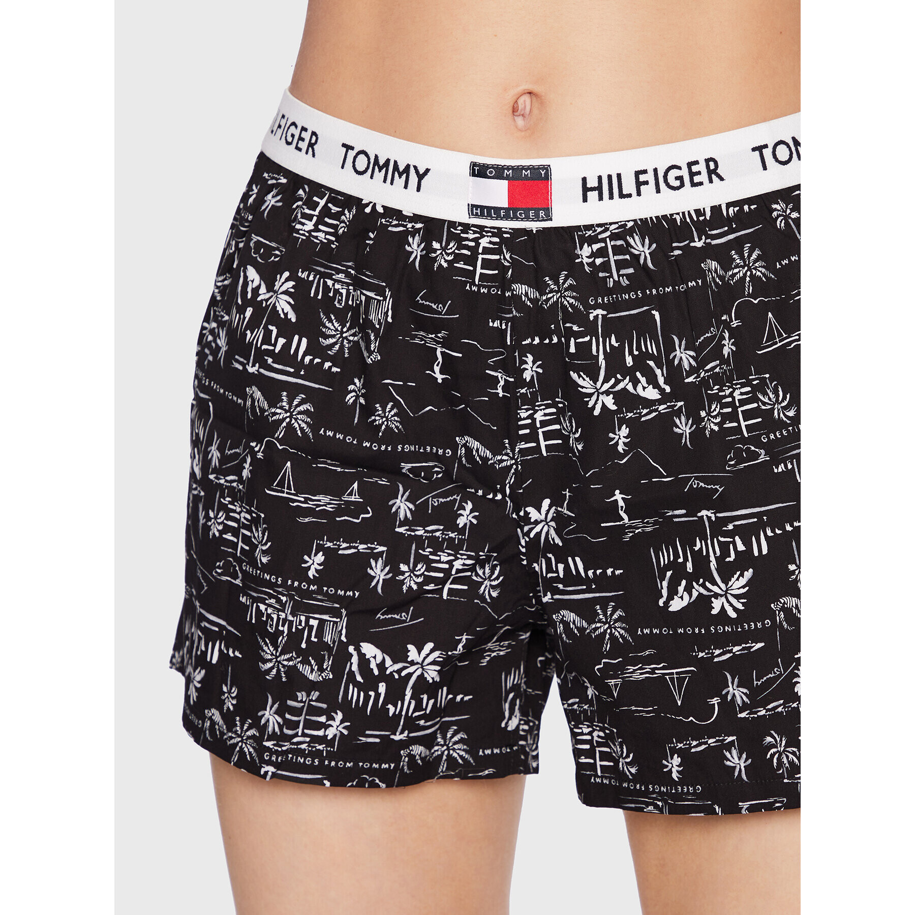 Tommy Hilfiger Пижамени шорти Woven UW0UW02986 Черен Regular Fit - Pepit.bg