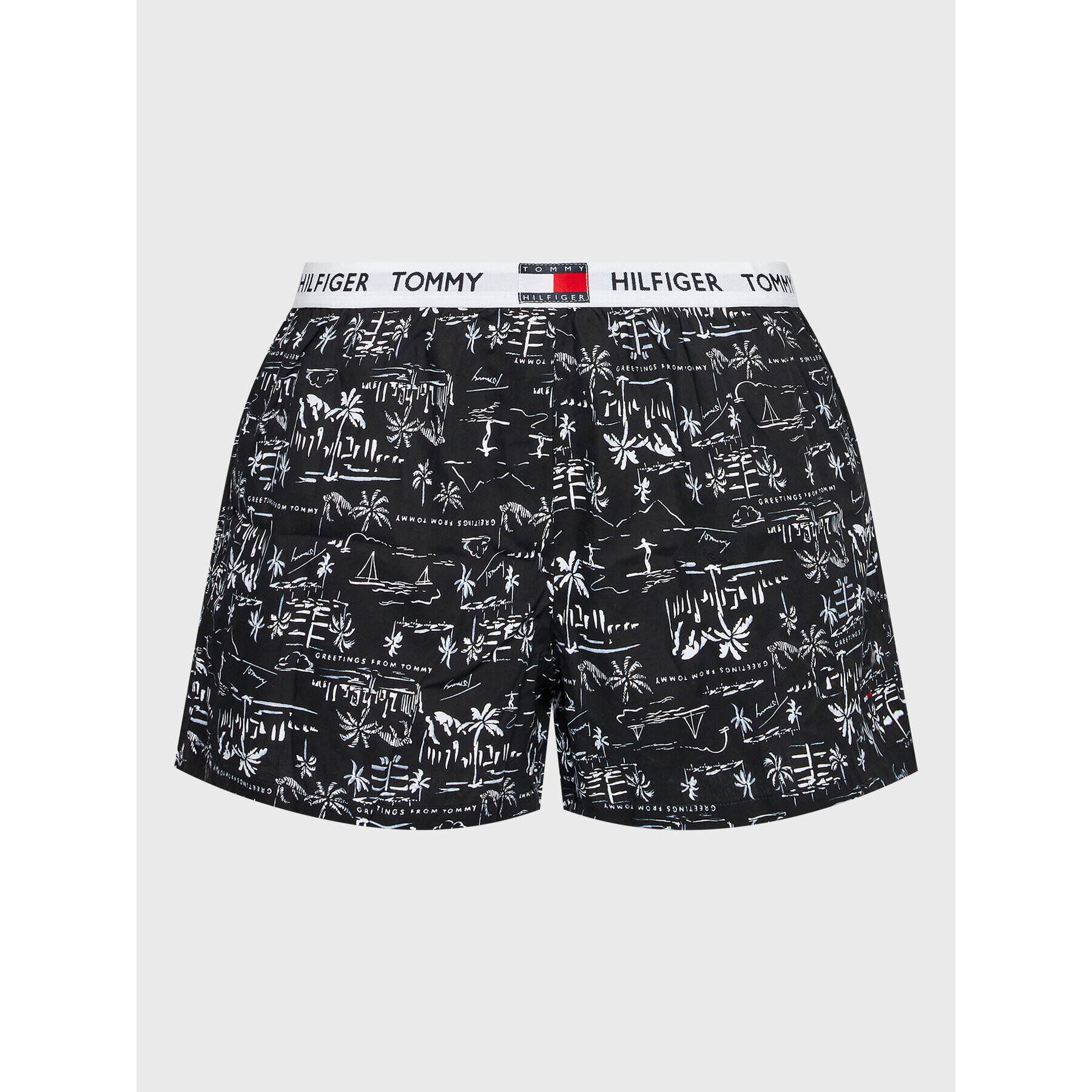 Tommy Hilfiger Пижамени шорти Woven UW0UW02986 Черен Regular Fit - Pepit.bg