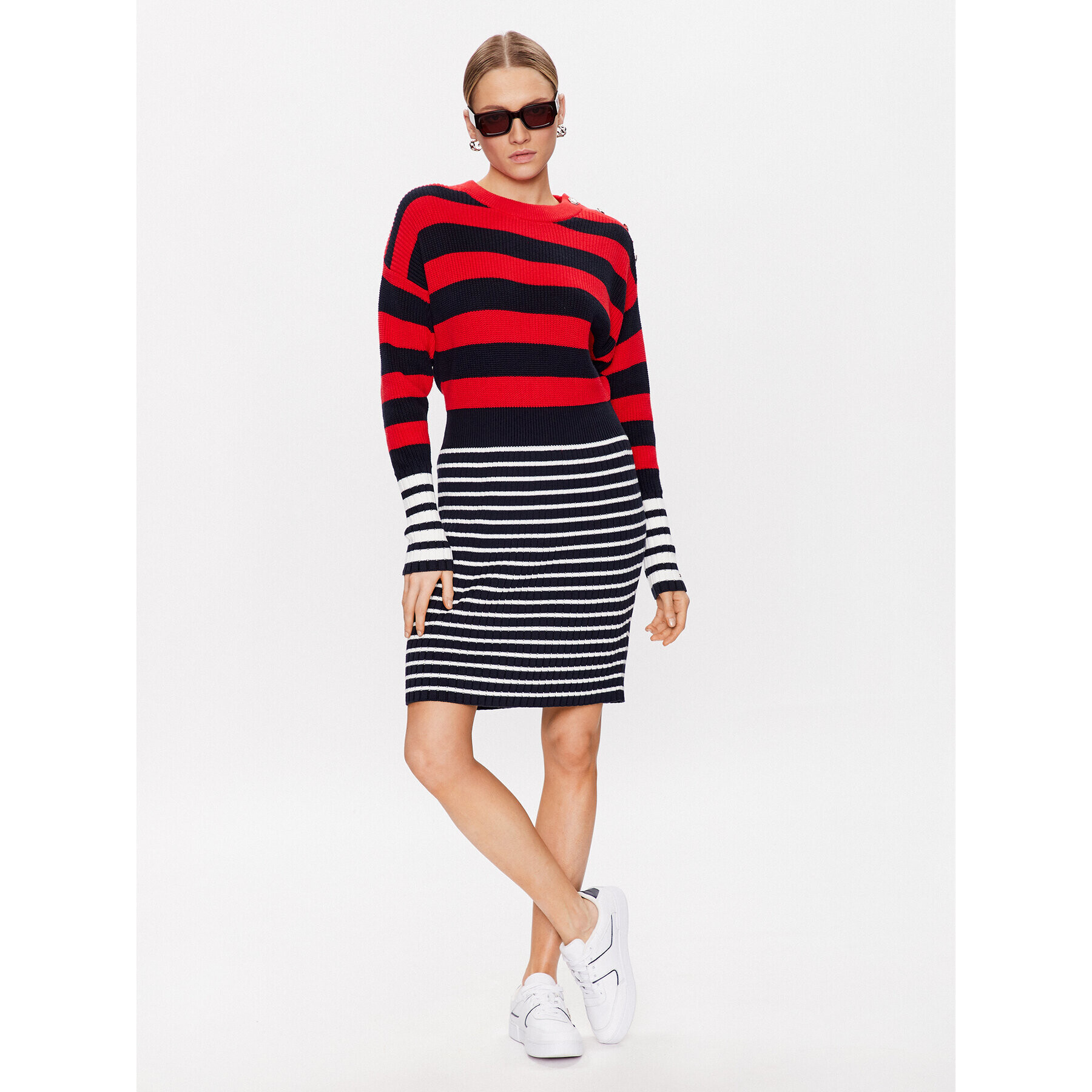 Tommy Hilfiger Плетена рокля Colorblock Stripe WW0WW37949 Цветен Relaxed Fit - Pepit.bg