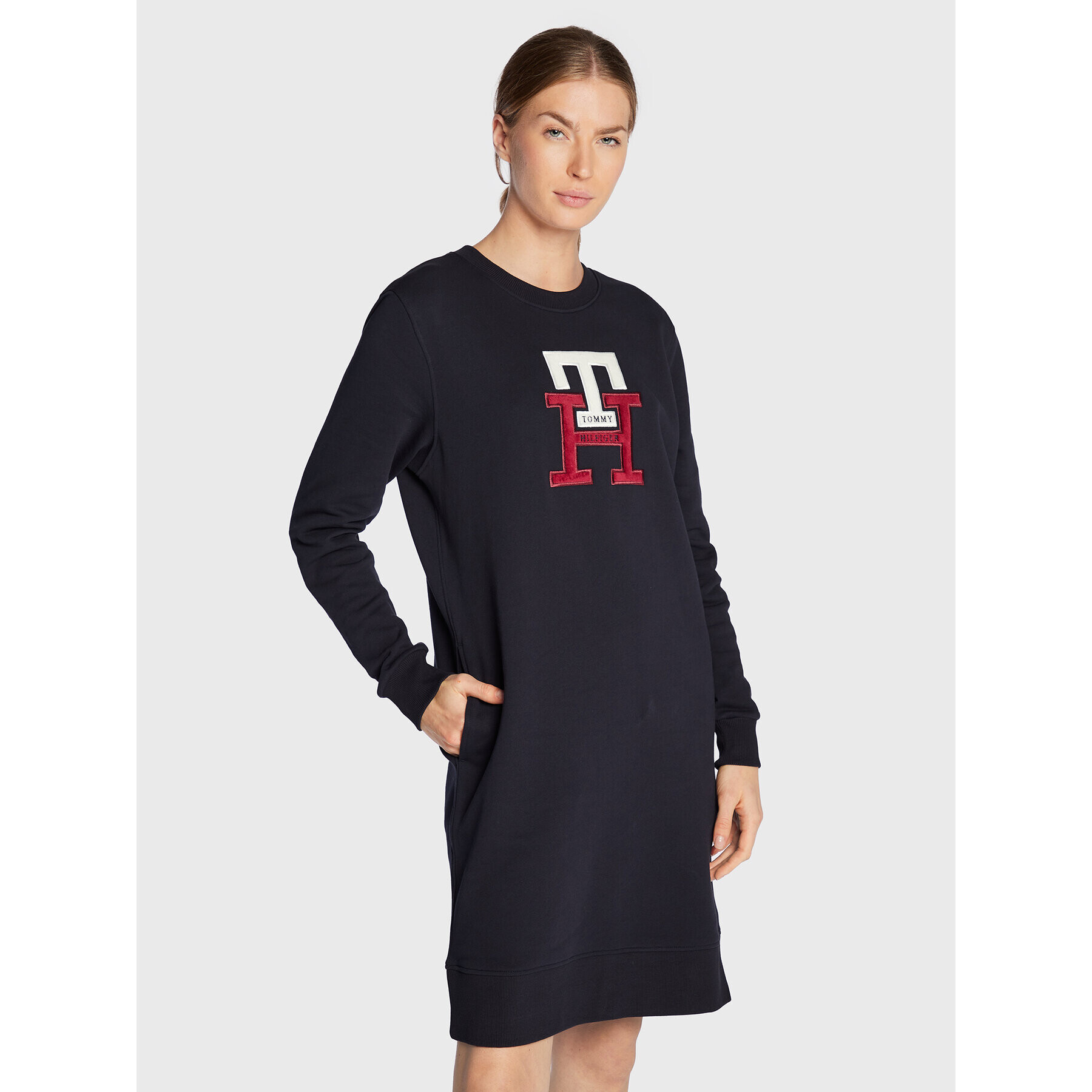 Tommy Hilfiger Плетена рокля Terry Monogram WW0WW37442 Тъмносин Regular Fit - Pepit.bg