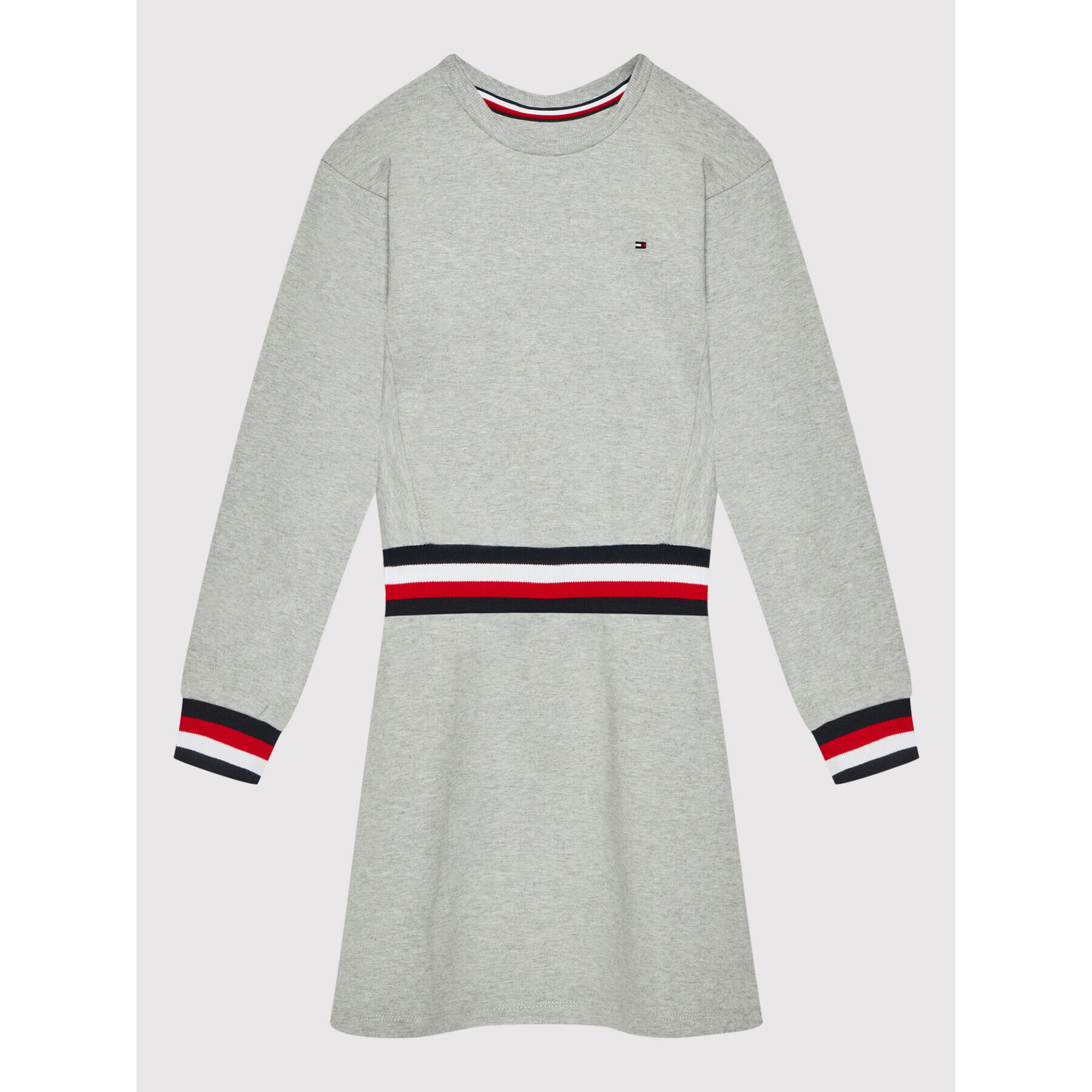 Tommy Hilfiger Плетена рокля Global Stripe KG0KG06215 D Сив Regular Fit - Pepit.bg