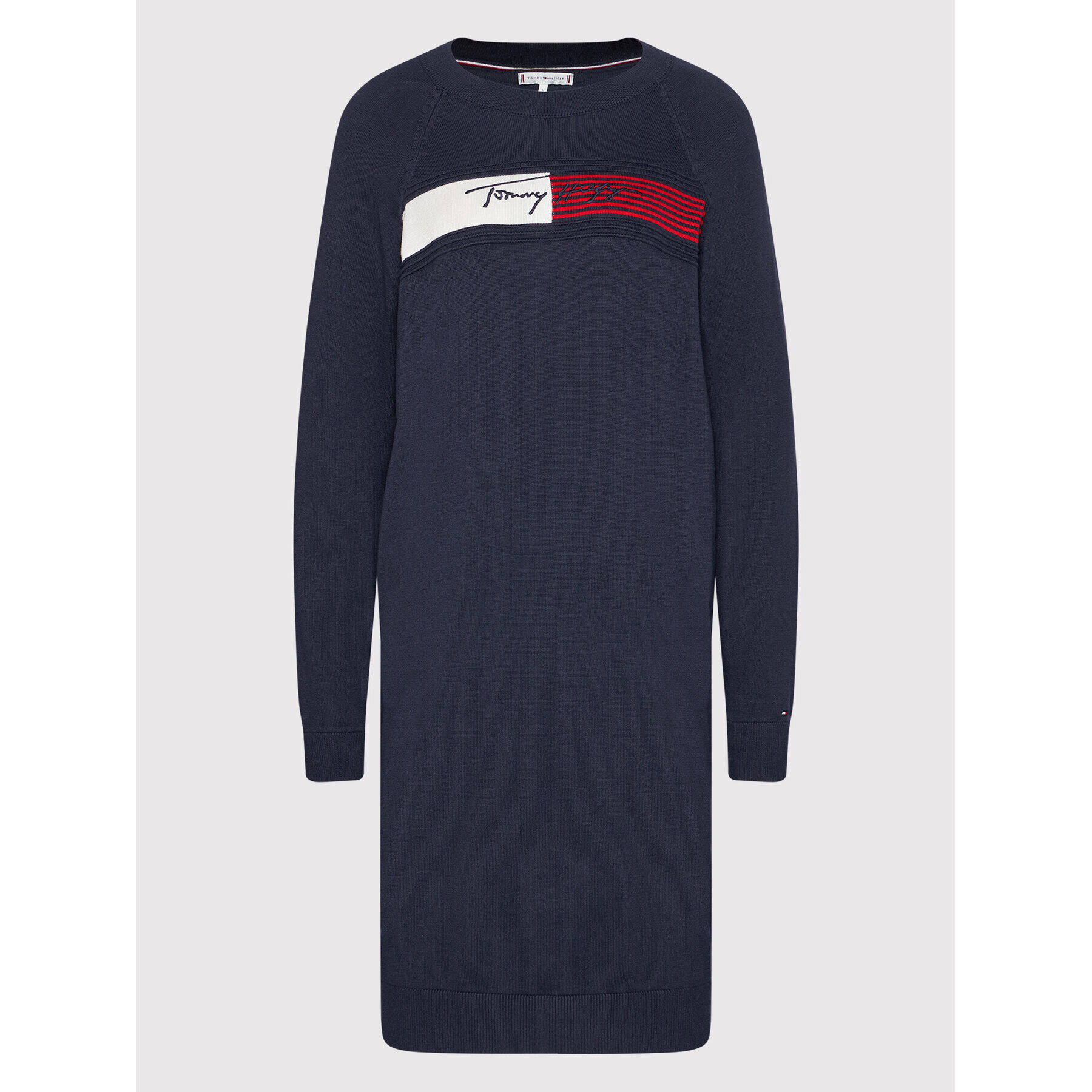 Tommy Hilfiger Плетена рокля Graphic WW0WW31483 Тъмносин Regular Fit - Pepit.bg