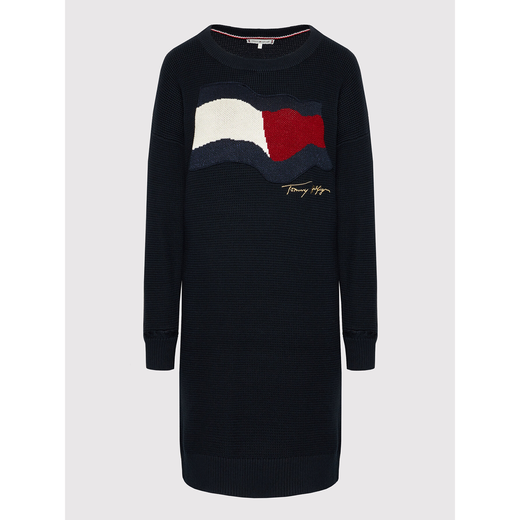 Tommy Hilfiger Плетена рокля Motion Flag WW0WW31116 Тъмносин Relaxed Fit - Pepit.bg