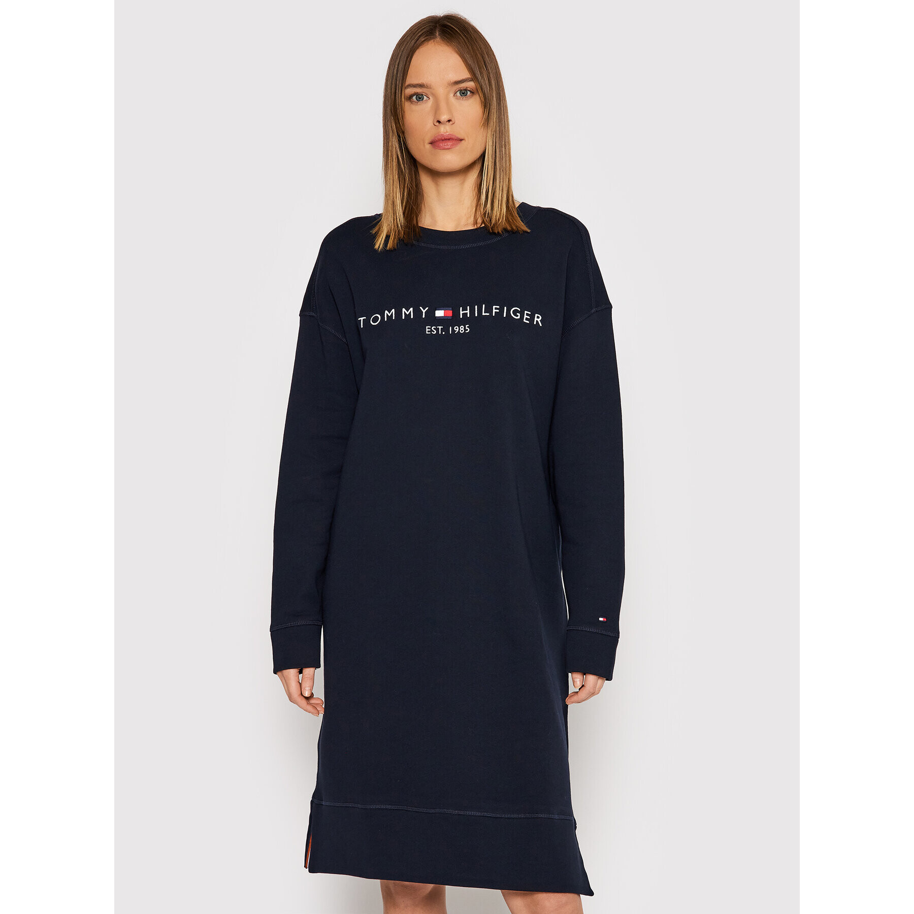 Tommy Hilfiger Плетена рокля Relaxed Hilfiger WW0WW32270DW5 Тъмносин Relaxed Fit - Pepit.bg