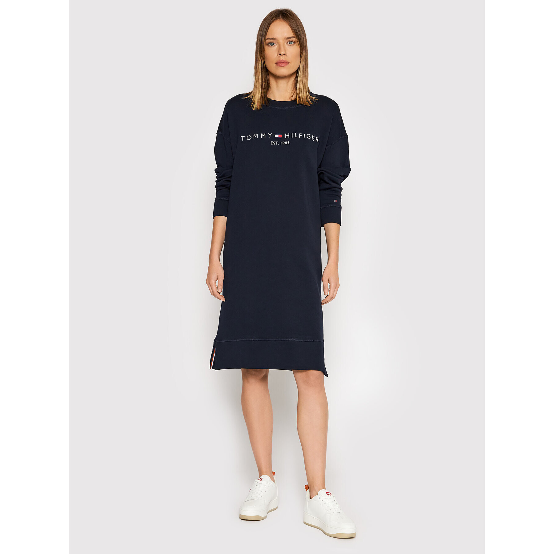 Tommy Hilfiger Плетена рокля Relaxed Hilfiger WW0WW32270DW5 Тъмносин Relaxed Fit - Pepit.bg