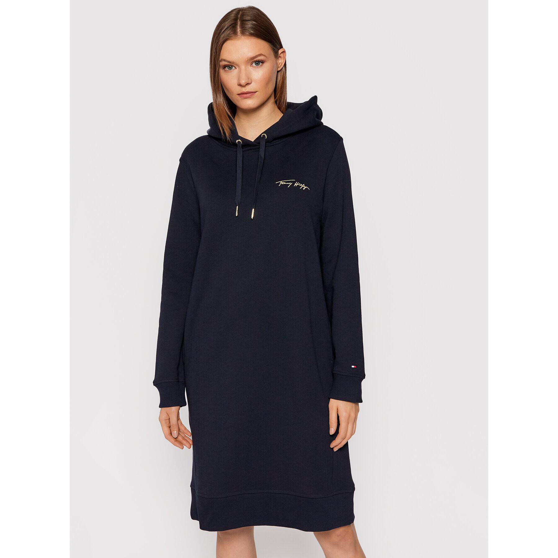 Tommy Hilfiger Плетена рокля Script WW0WW30978 Тъмносин Regular Fit - Pepit.bg