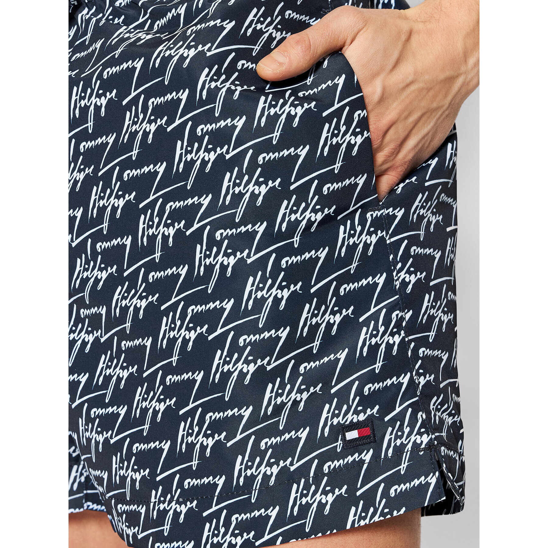 Tommy Hilfiger Плувни шорти Drawstring-Print UM0UM02479 Тъмносин Regular Fit - Pepit.bg