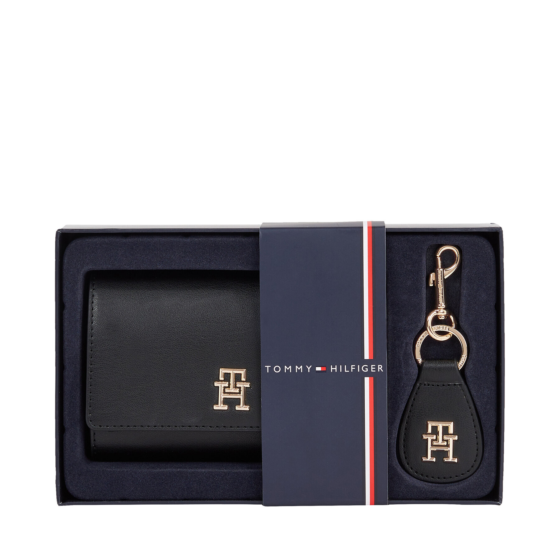 Tommy Hilfiger Подаръчен комплект Med Flap Wallet W Keyfob AW0AW15663BDS Черен - Pepit.bg