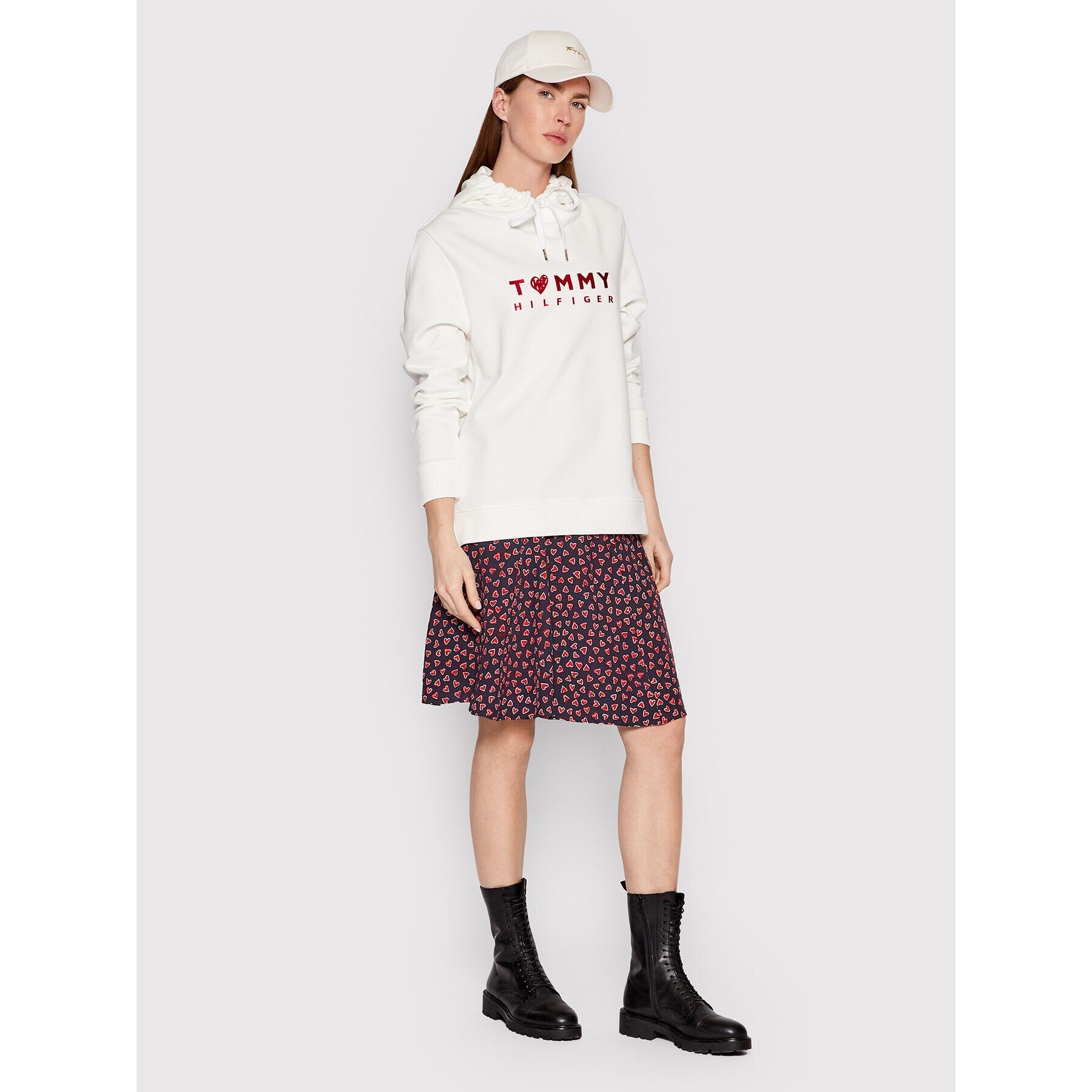 Tommy Hilfiger Пола тип трапец Allover Heart WW0WW35495 Тъмносин Regular Fit - Pepit.bg