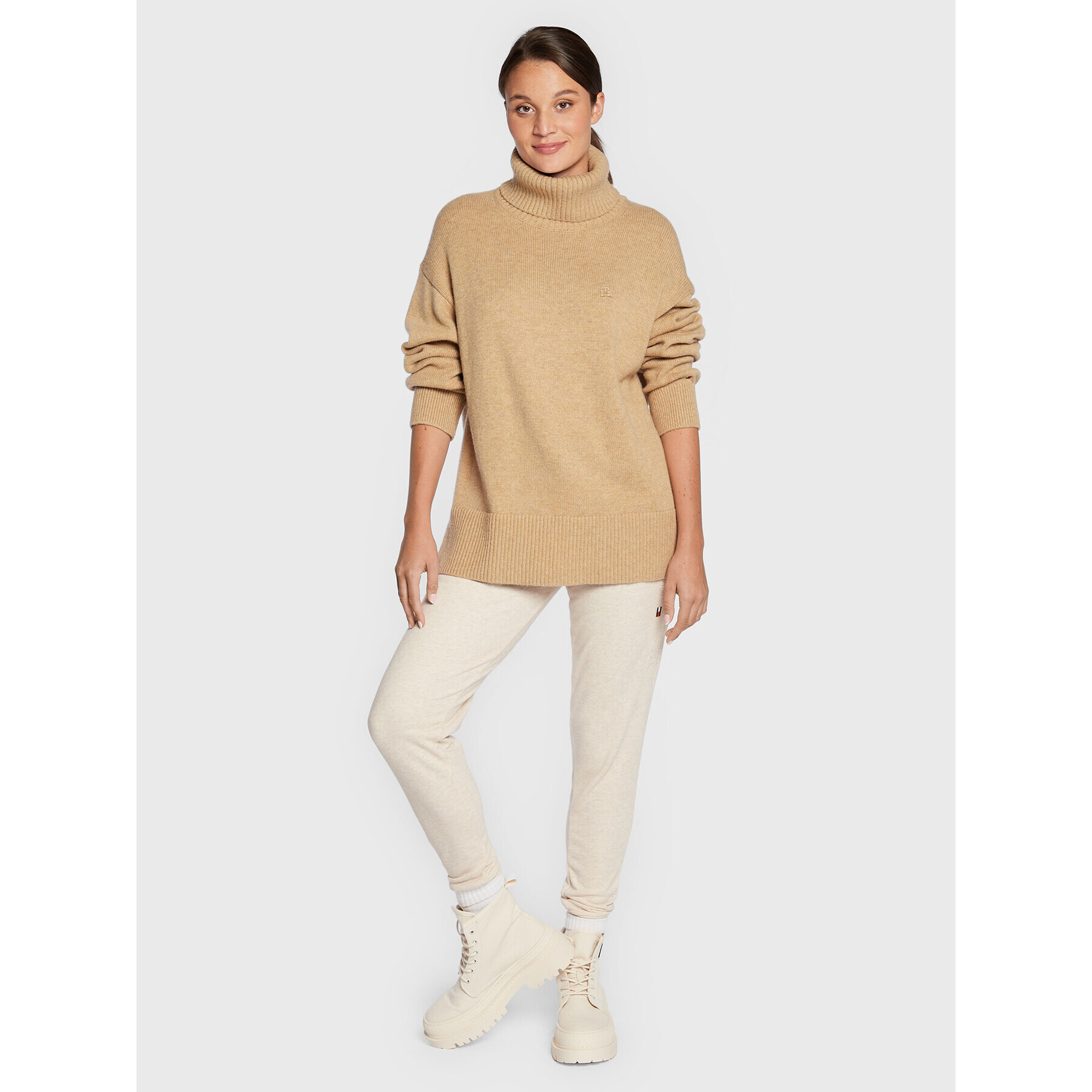 Tommy Hilfiger Поло Blend WW0WW35763 Бежов Oversize - Pepit.bg