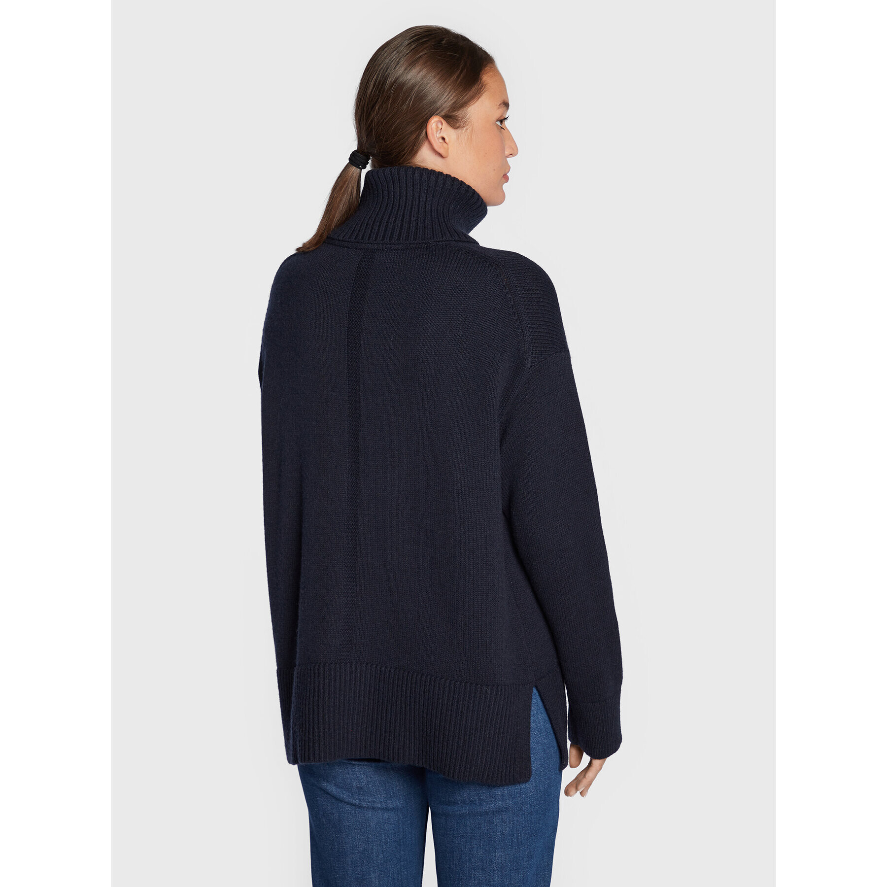Tommy Hilfiger Поло Blend WW0WW35763 Тъмносин Oversize - Pepit.bg