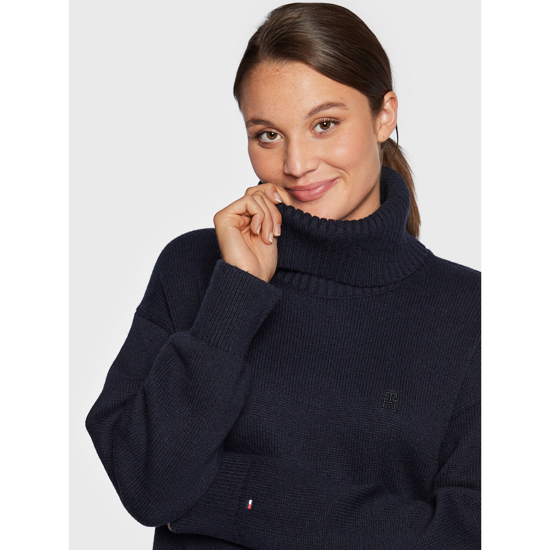 Tommy Hilfiger Поло Blend WW0WW35763 Тъмносин Oversize - Pepit.bg
