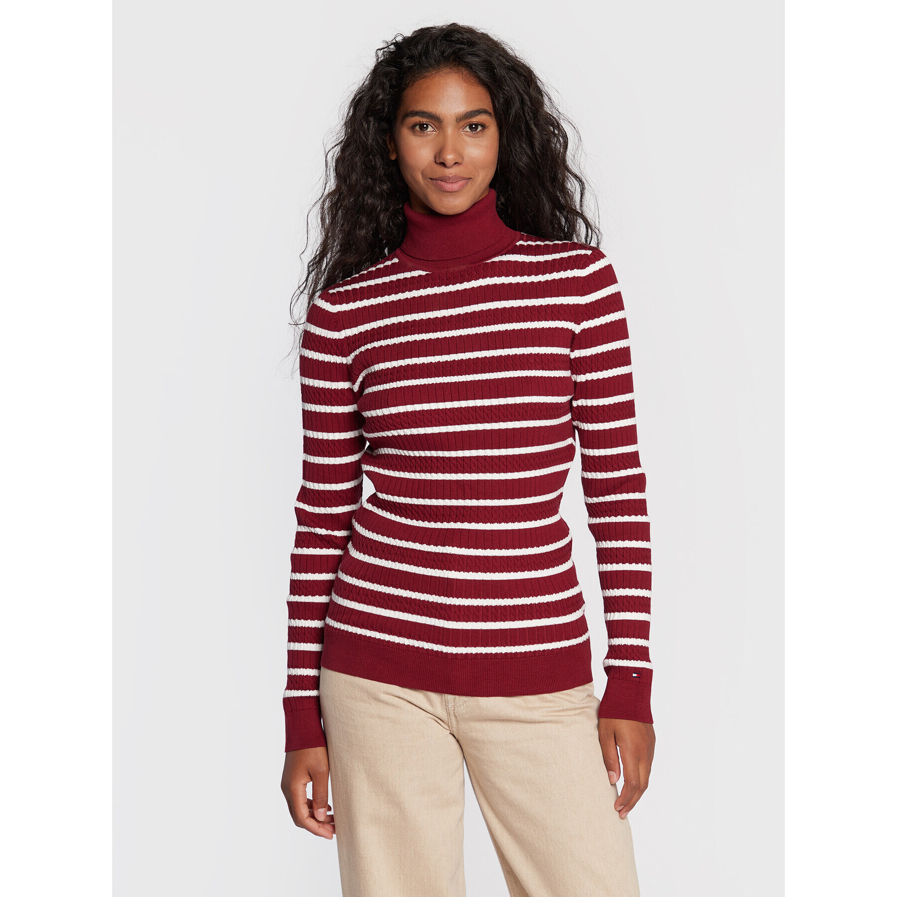 Tommy Hilfiger Поло Essential WW0WW29297 Бордо Slim Fit - Pepit.bg