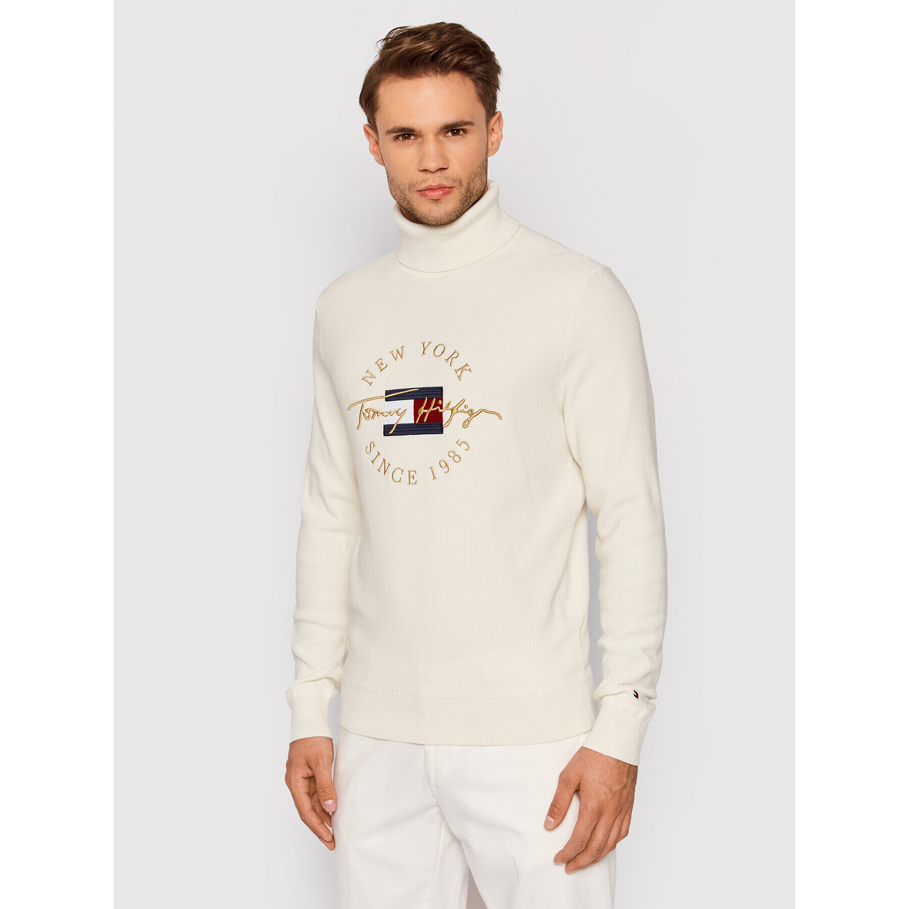 Tommy Hilfiger Поло Icon Structure MW0MW19572 Бежов Slim Fit - Pepit.bg