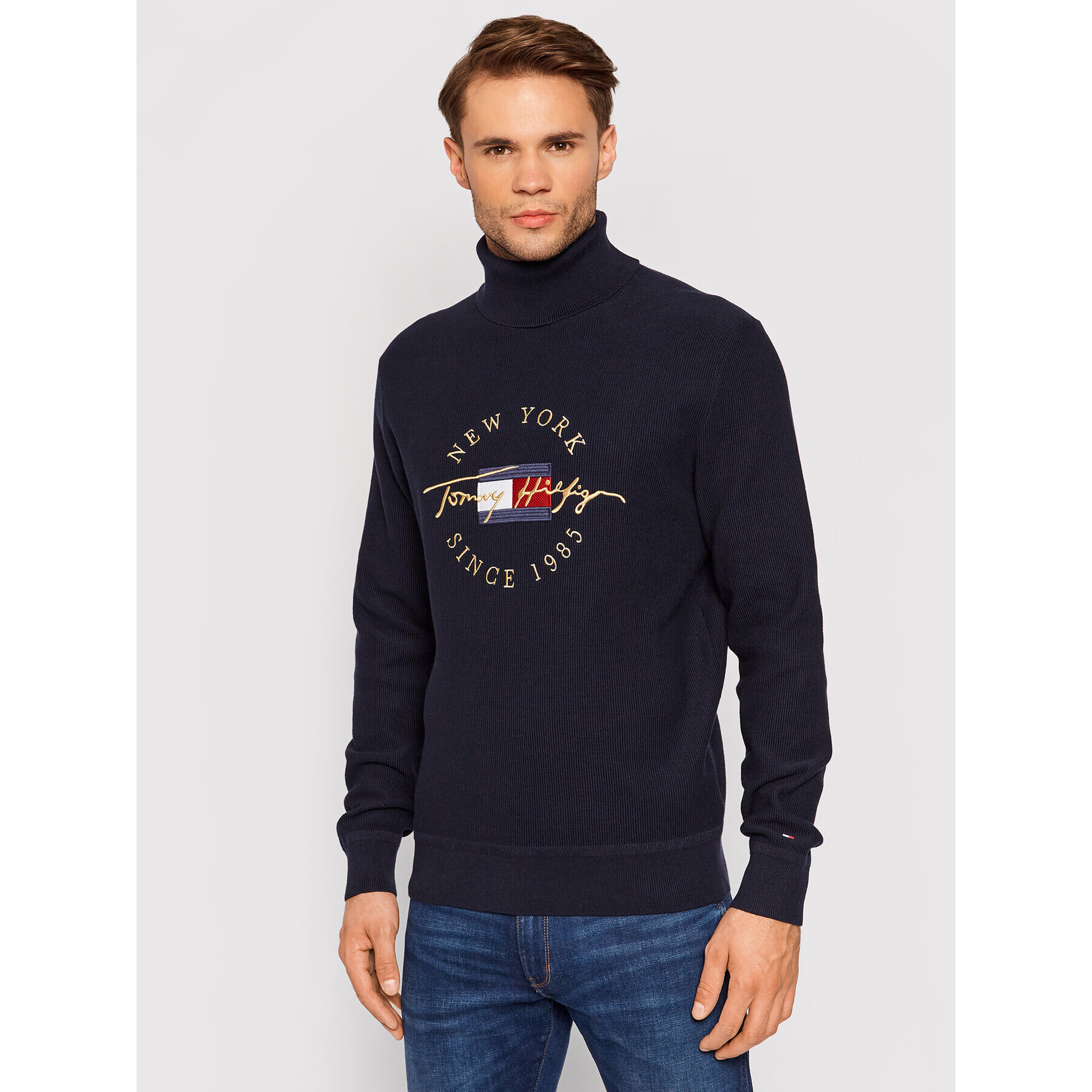 Tommy Hilfiger Поло Icon Structure MW0MW19572 Тъмносин Slim Fit - Pepit.bg