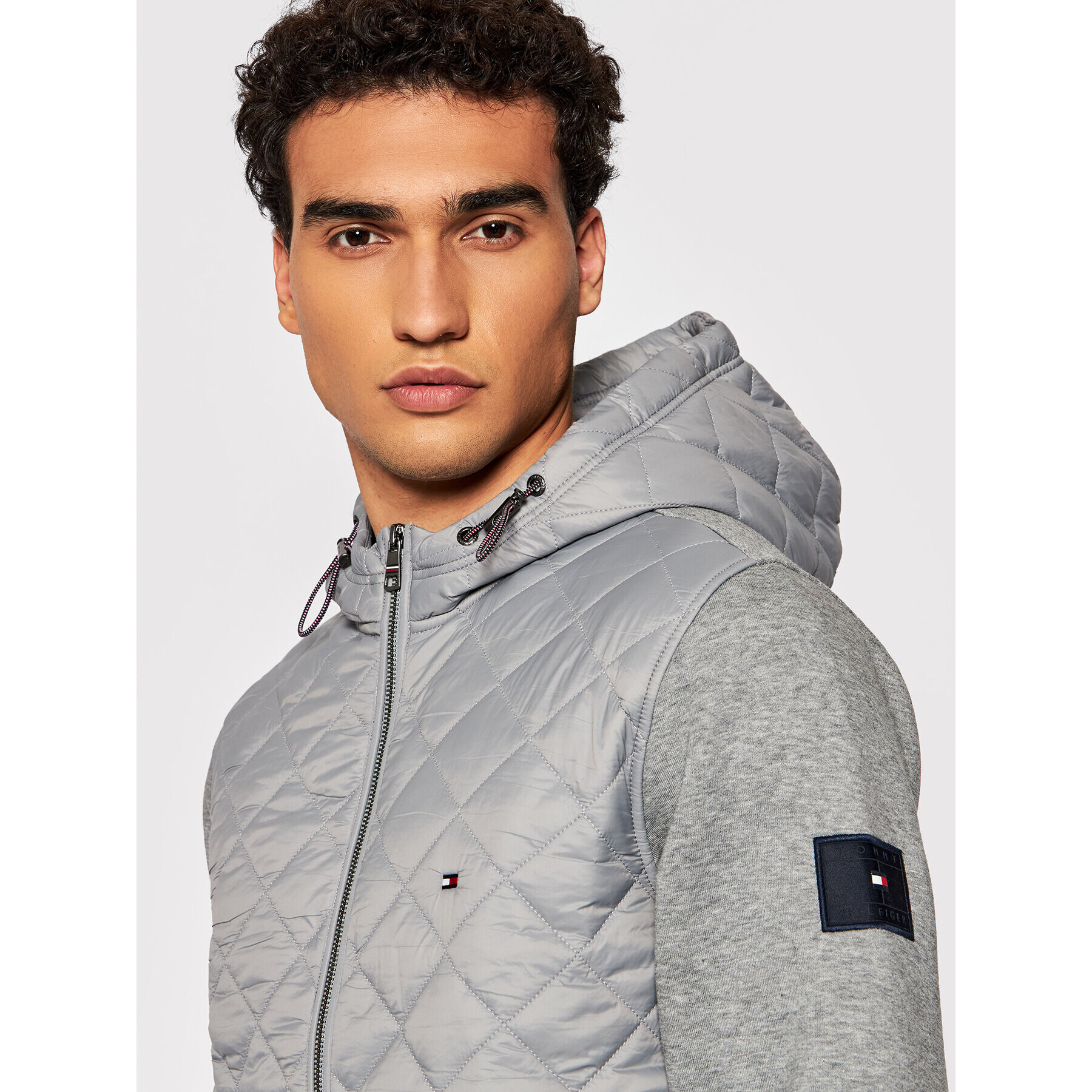 Tommy Hilfiger Преходно яке Mix Media Diamond Zip MW0MW20124 Сив Regular Fit - Pepit.bg