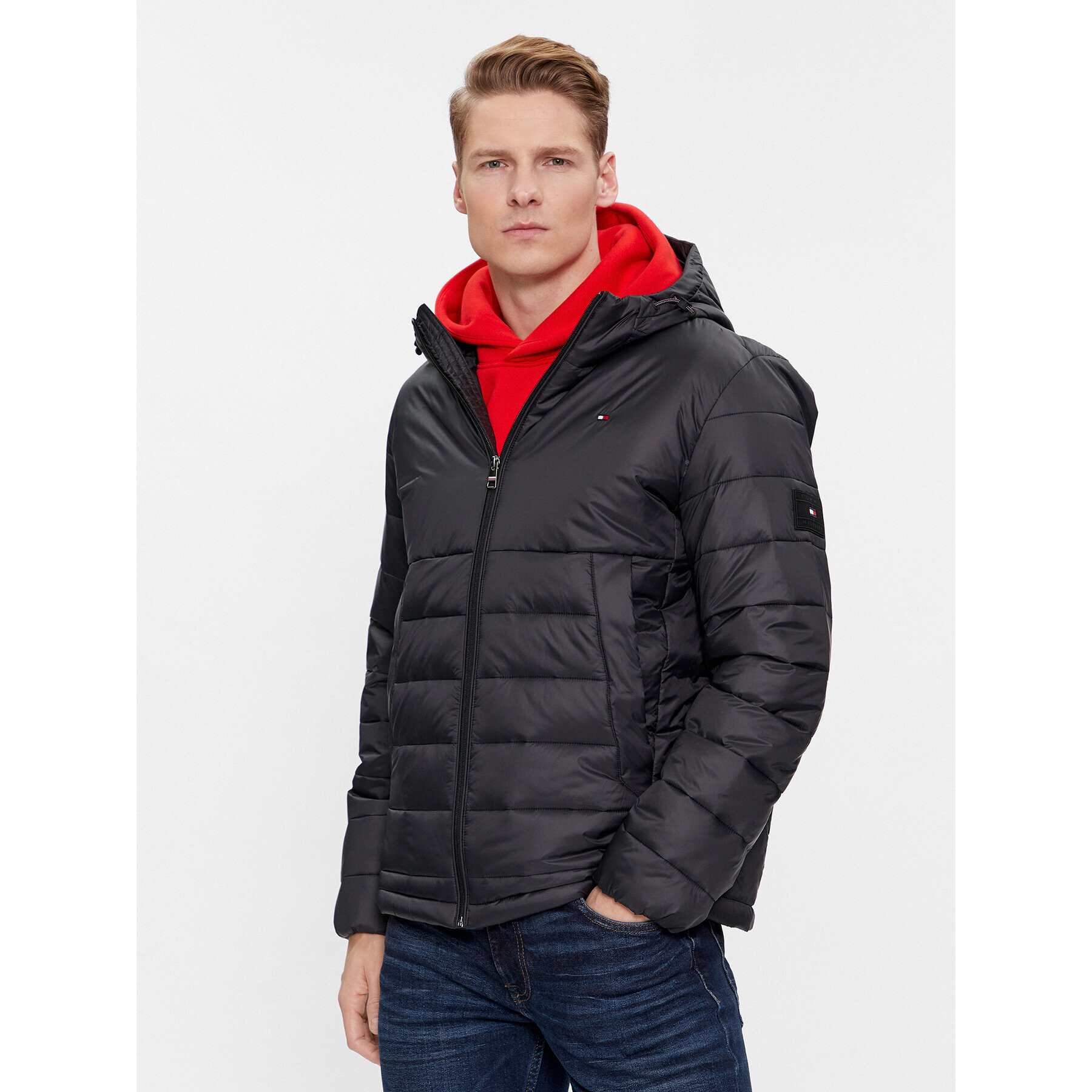 Tommy Hilfiger Преходно яке Packable Recycled Quilt Hdd Jkt MW0MW33732 Черен Regular Fit - Pepit.bg