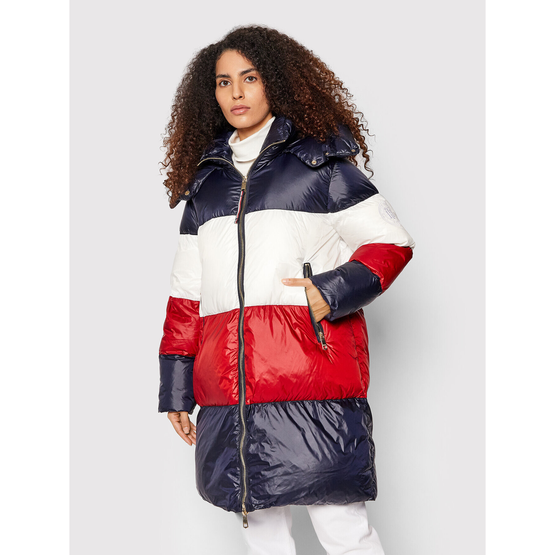 Tommy Hilfiger Пухено яке Colorblock WW0WW32804 Цветен Regular Fit - Pepit.bg