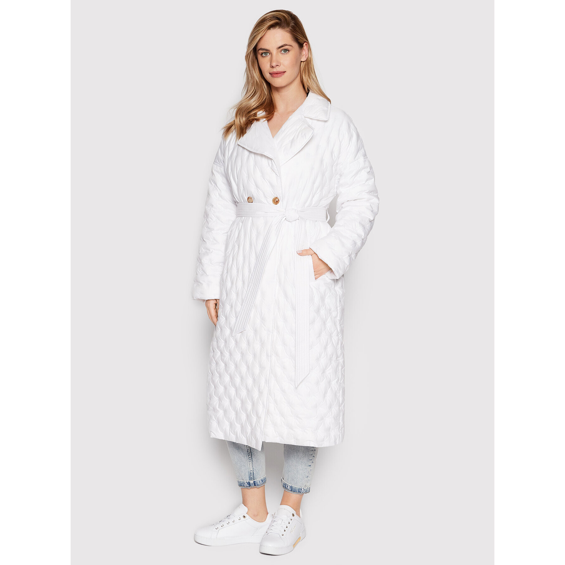 Tommy Hilfiger Пухено яке Embro WW0WW35307 Бял Regular Fit - Pepit.bg