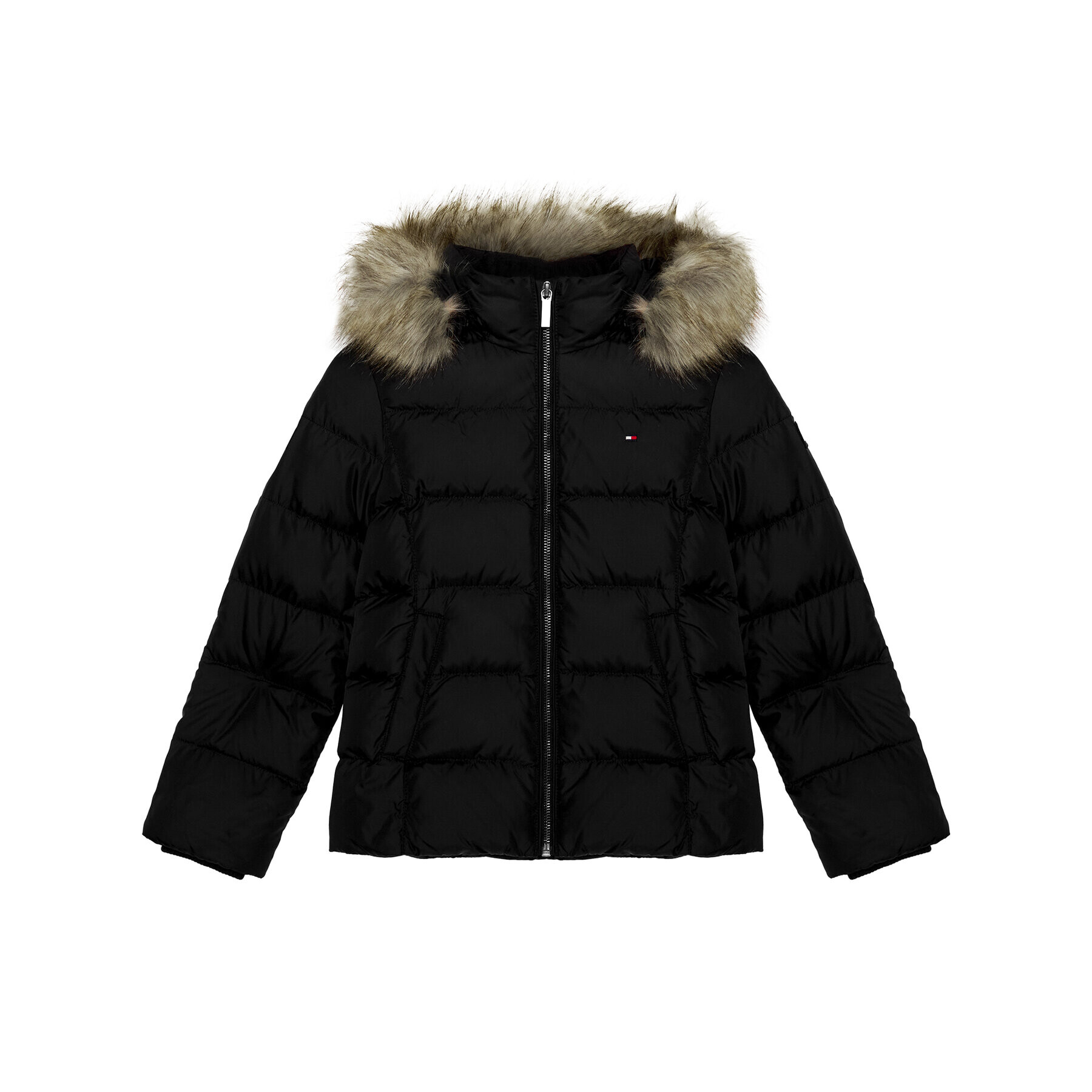 Tommy Hilfiger Пухено яке Essential Basic KG0KG04682 D Черен Regular Fit - Pepit.bg