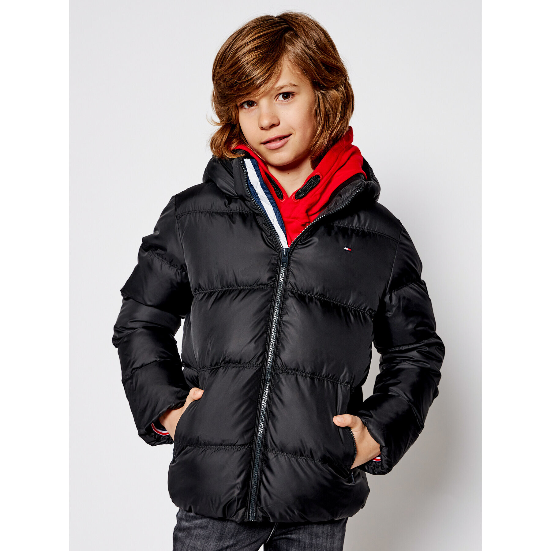 Tommy Hilfiger Пухено яке Essential KB0KB05879 D Черен Regular Fit - Pepit.bg