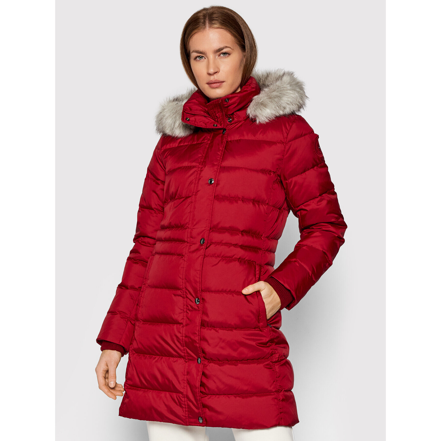 Tommy Hilfiger Пухено яке Essential Tyra WW0WW28611 Бордо Regular Fit - Pepit.bg