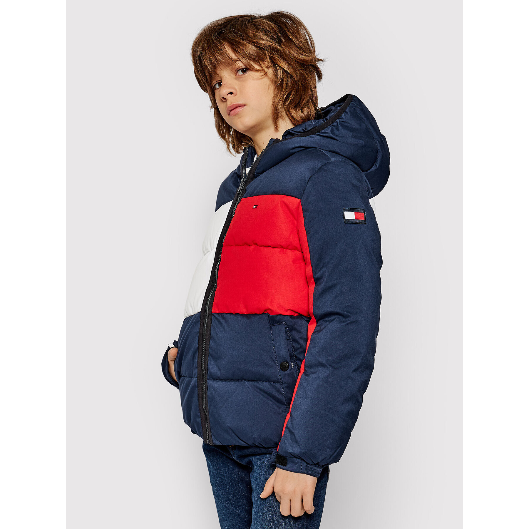 Tommy Hilfiger Пухено яке Flag KB0KB05990 D Тъмносин Regular Fit - Pepit.bg