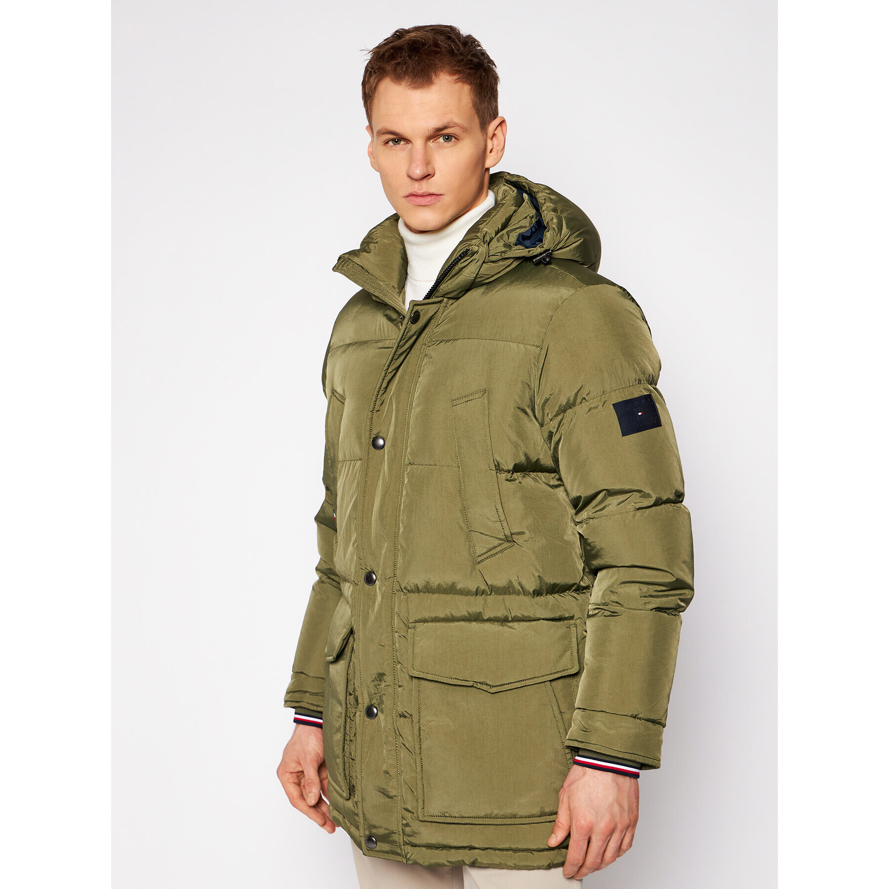 Tommy Hilfiger Пухено яке Hdd MW0MW14889 Зелен Regular Fit - Pepit.bg