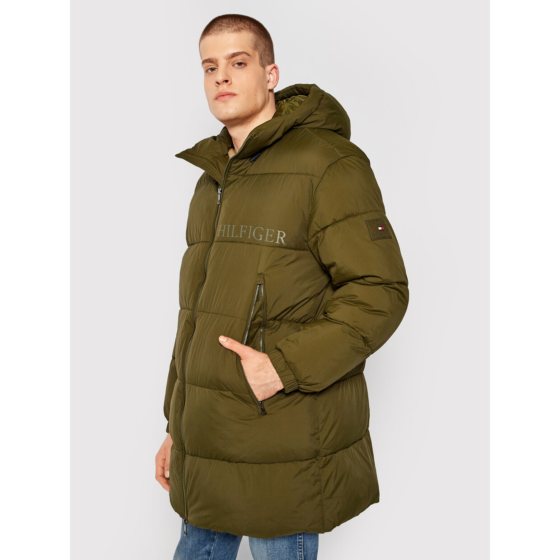 Tommy Hilfiger Пухено яке High Loft MW0MW19657 Зелен Regular Fit - Pepit.bg