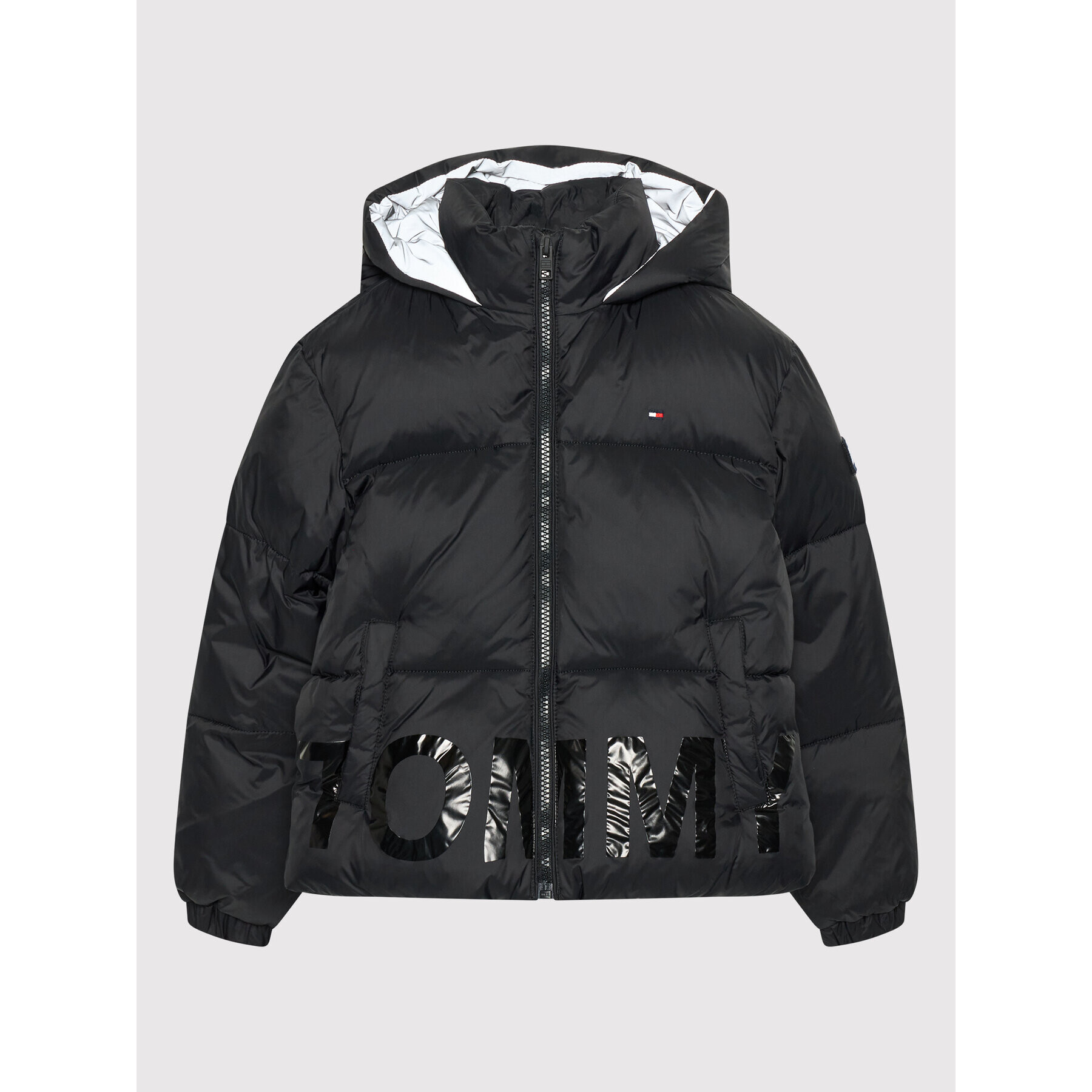 Tommy Hilfiger Пухено яке Logo KB0KB06773 D Черен Regular Fit - Pepit.bg