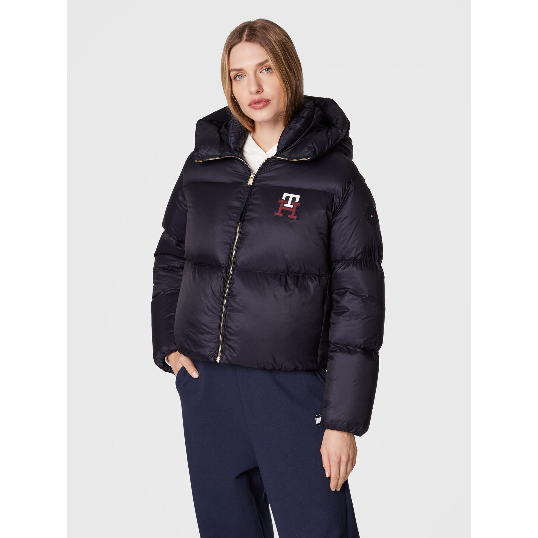 Tommy Hilfiger Пухено яке Monogram WW0WW37479 Тъмносин Regular Fit - Pepit.bg