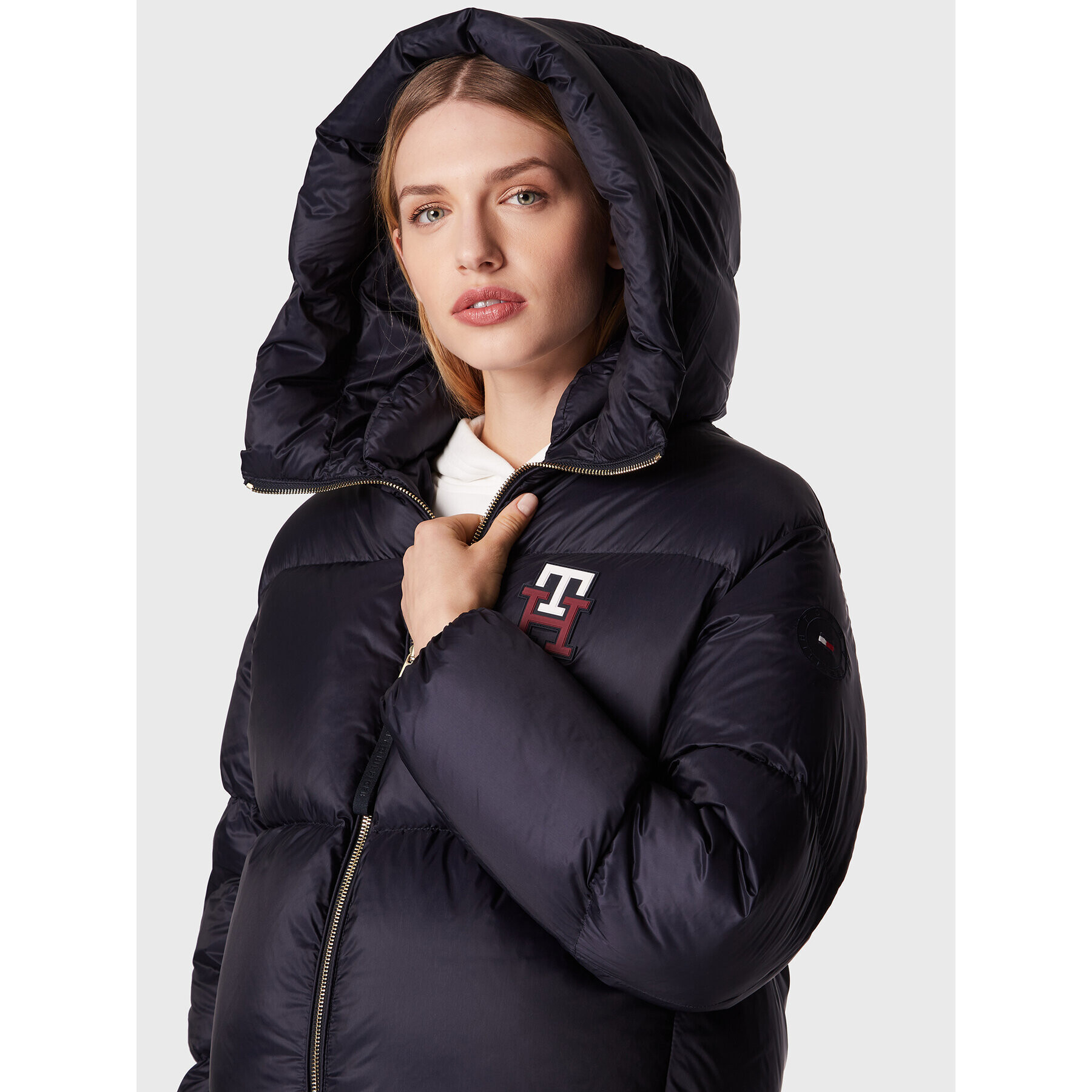 Tommy Hilfiger Пухено яке Monogram WW0WW37479 Тъмносин Regular Fit - Pepit.bg