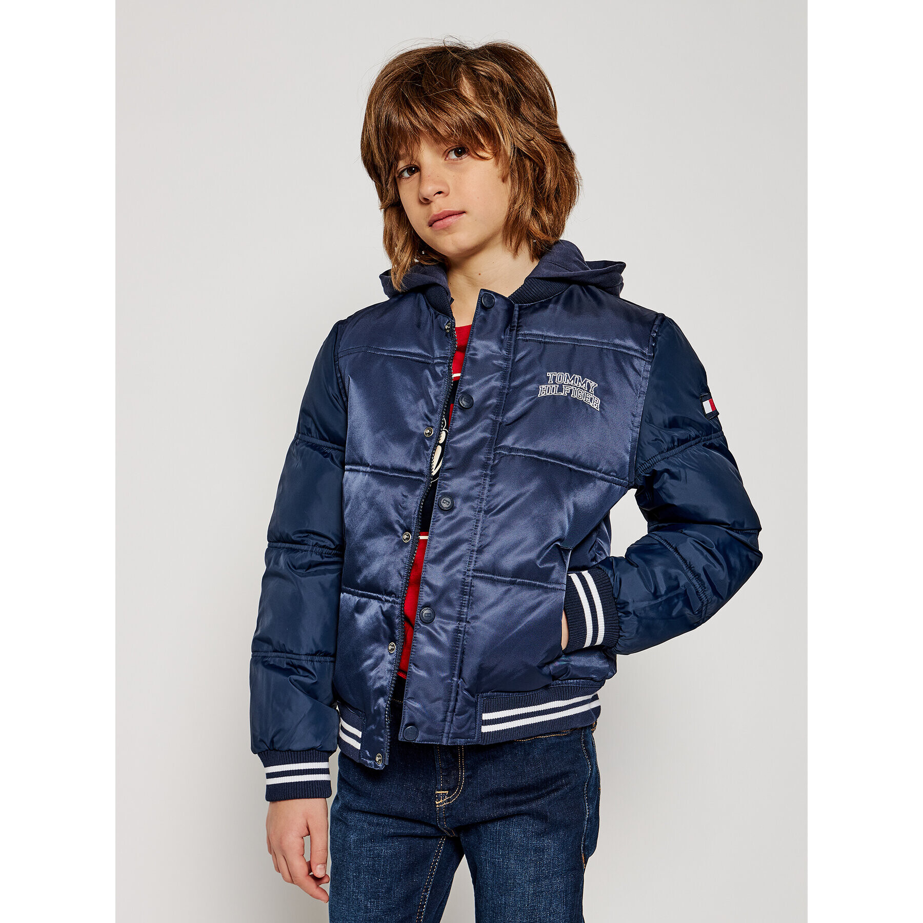 Tommy Hilfiger Пухено яке Quilted Bomber KB0KB05991 D Тъмносин Regular Fit - Pepit.bg