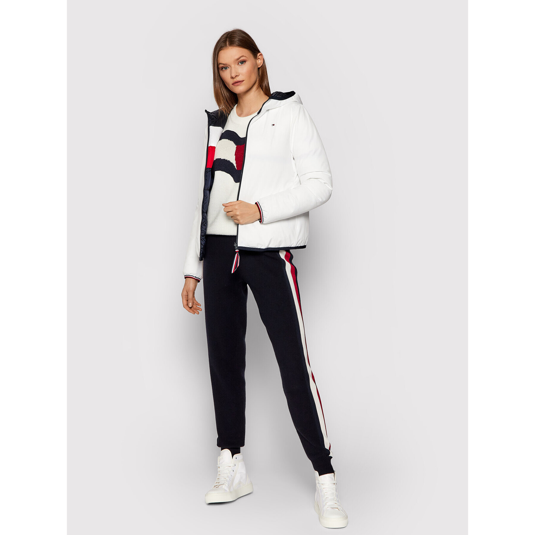 Tommy Hilfiger Пухено яке Reversible WW0WW31288 Бял Regular Fit - Pepit.bg