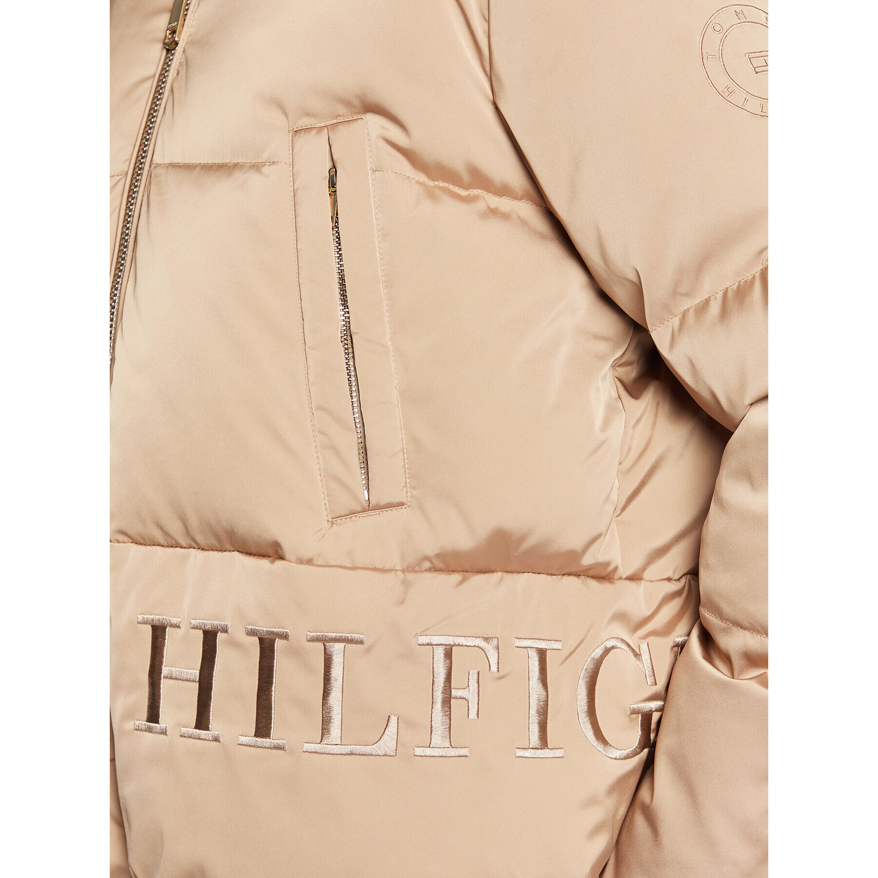 Tommy Hilfiger Пухено яке Sateen WW0WW36062 Бежов Regular Fit - Pepit.bg