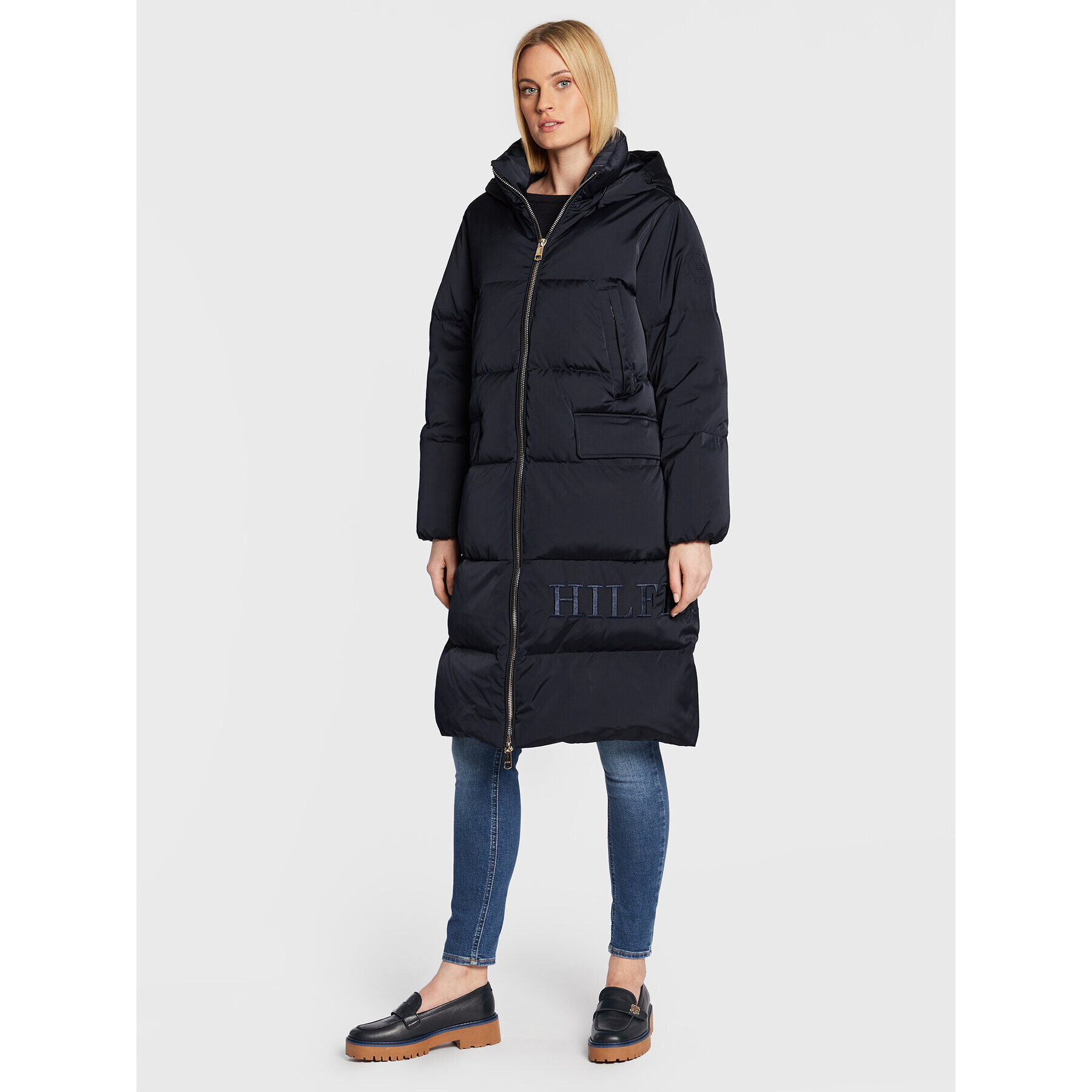 Tommy Hilfiger Пухено яке Satten WW0WW35933 Тъмносин Regular Fit - Pepit.bg