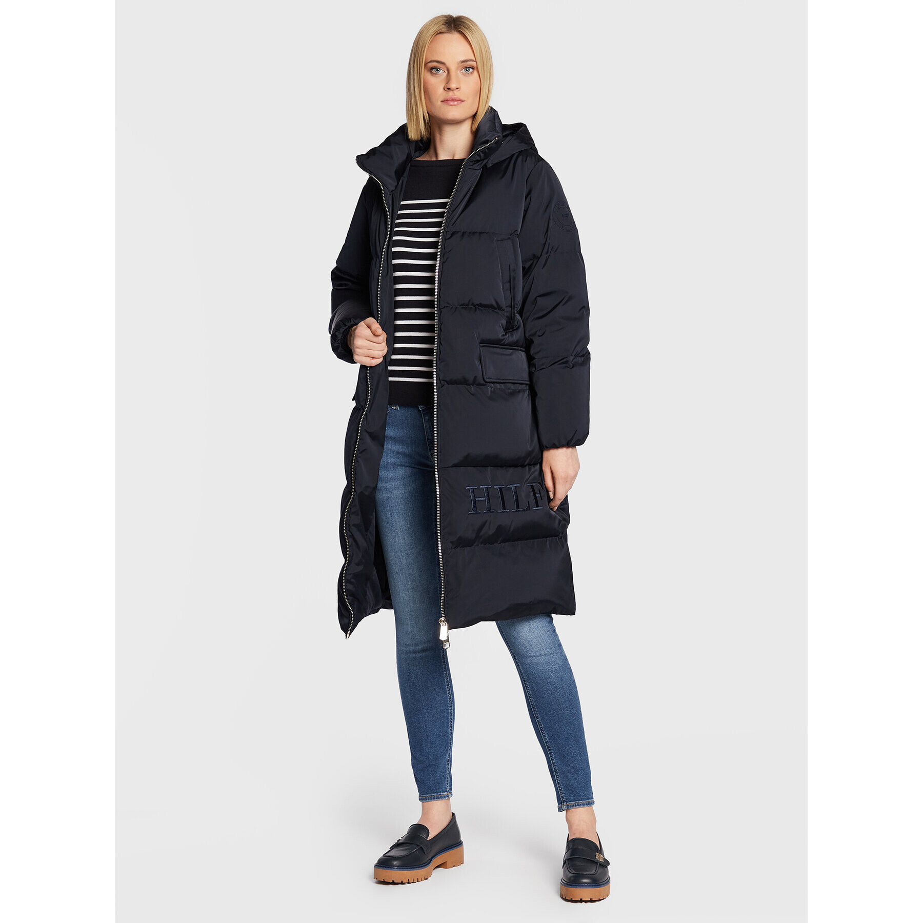 Tommy Hilfiger Пухено яке Satten WW0WW35933 Тъмносин Regular Fit - Pepit.bg