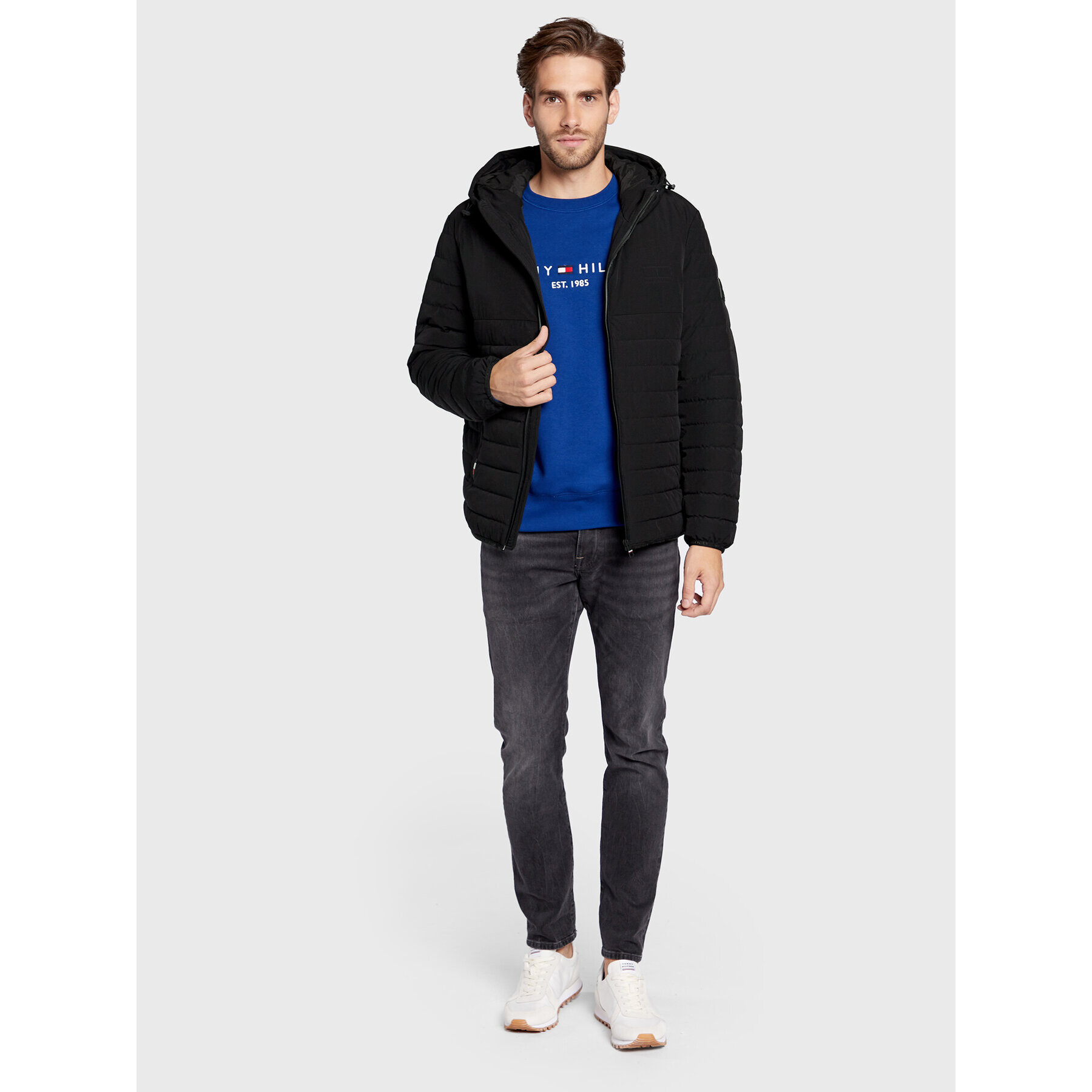 Tommy Hilfiger Пухено яке Stretch MW0MW26874 Черен Regular Fit - Pepit.bg