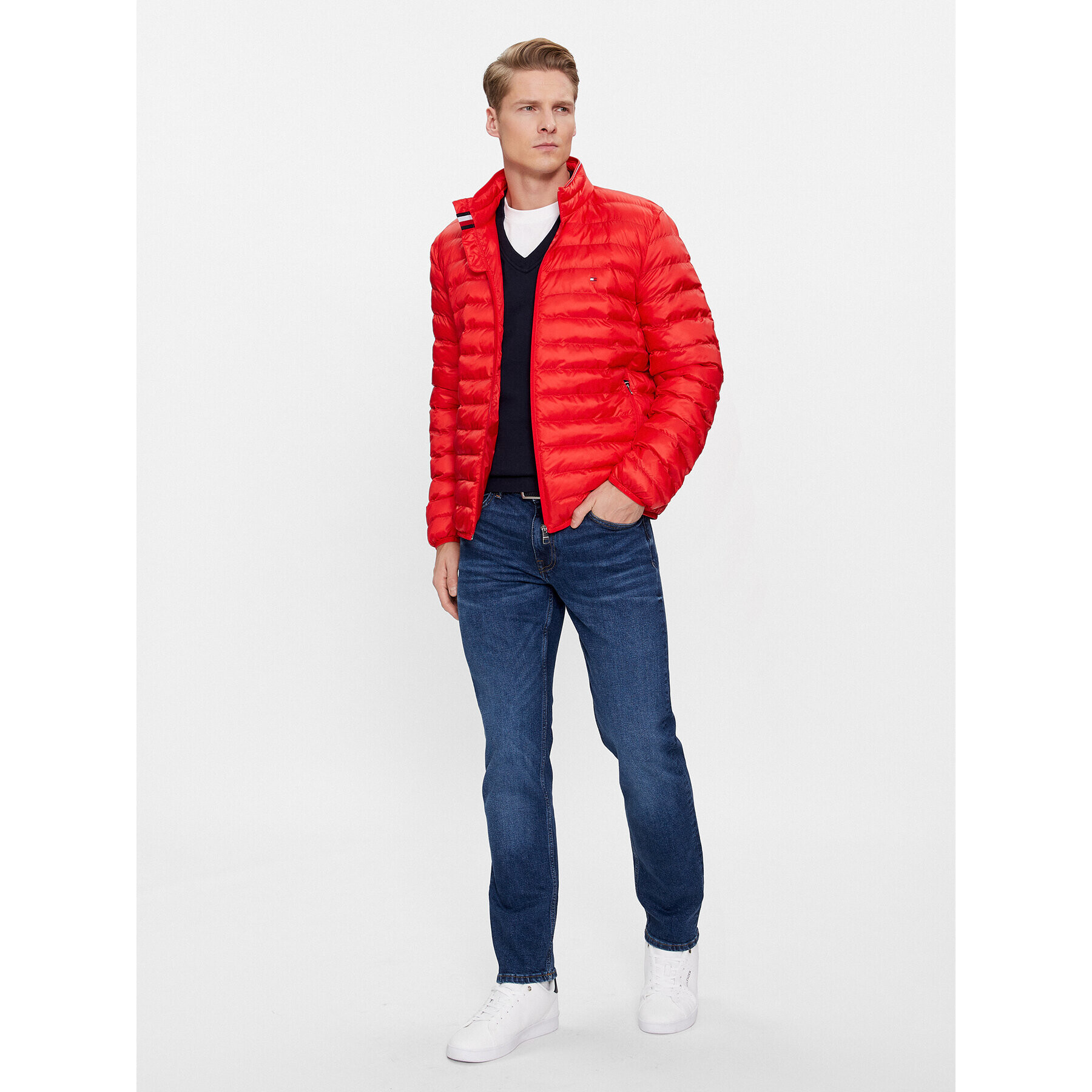 Tommy Hilfiger Пухено яке Core Circular MW0MW18763 Червен Regular Fit - Pepit.bg