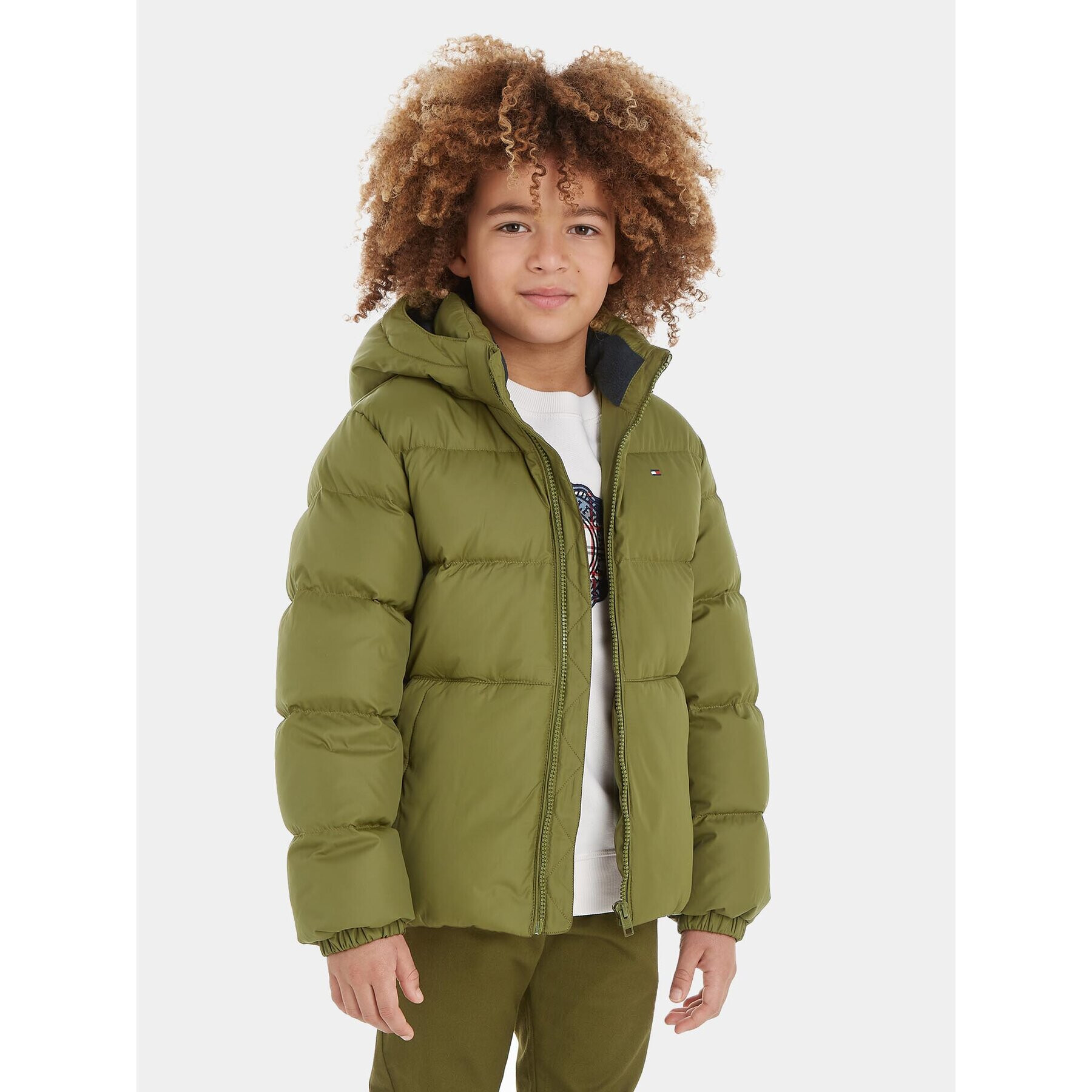 Tommy Hilfiger Пухено яке Essential KB0KB08341 M Зелен Regular Fit - Pepit.bg