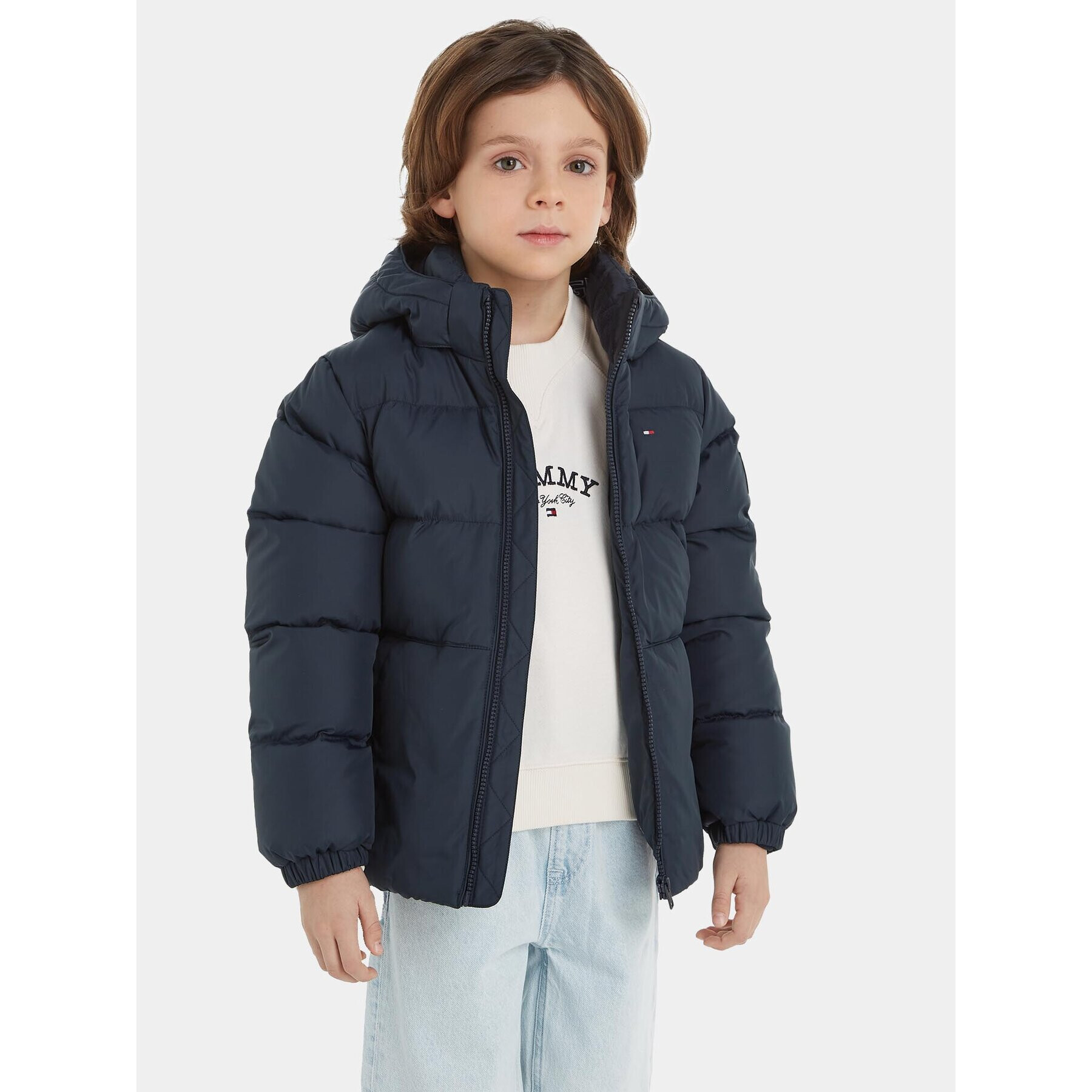 Tommy Hilfiger Пухено яке Essential KB0KB08341 S Тъмносин Regular Fit - Pepit.bg