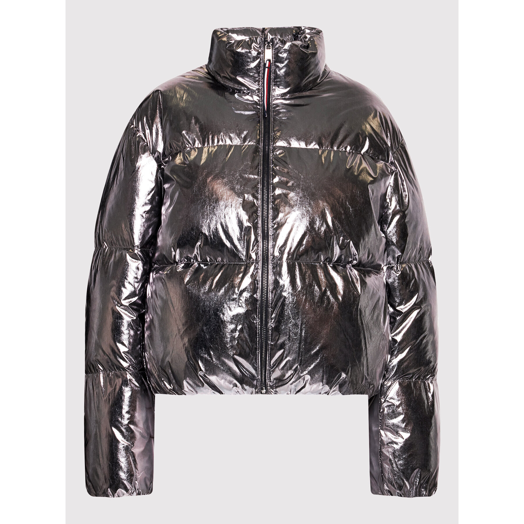 Tommy Hilfiger Пухено яке Gloss Foil Logo WW0WW33072 Сребрист Relaxed Fit - Pepit.bg