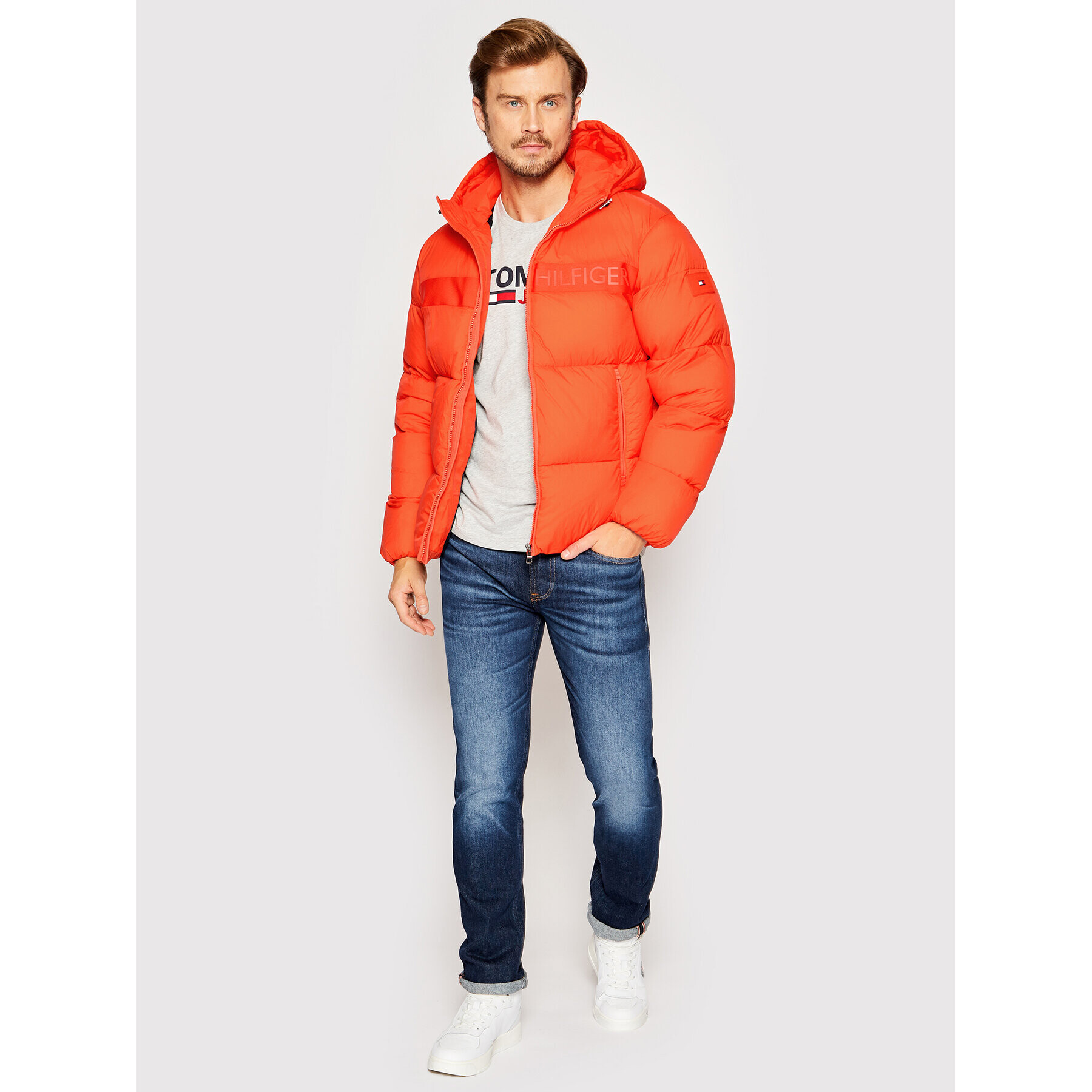 Tommy Hilfiger Пухено яке High Loft MW0MW27679 Оранжев Regular Fit - Pepit.bg